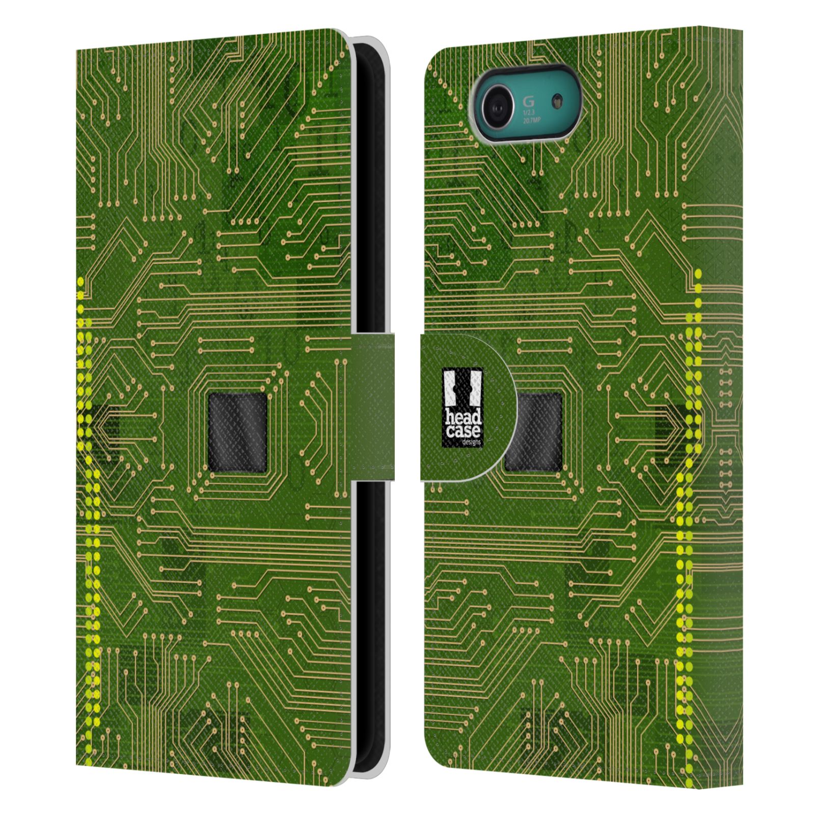 HEAD CASE Flipové pouzdro pro mobil SONY XPERIA Z3 COMPACT počítač základní deska zelená barva