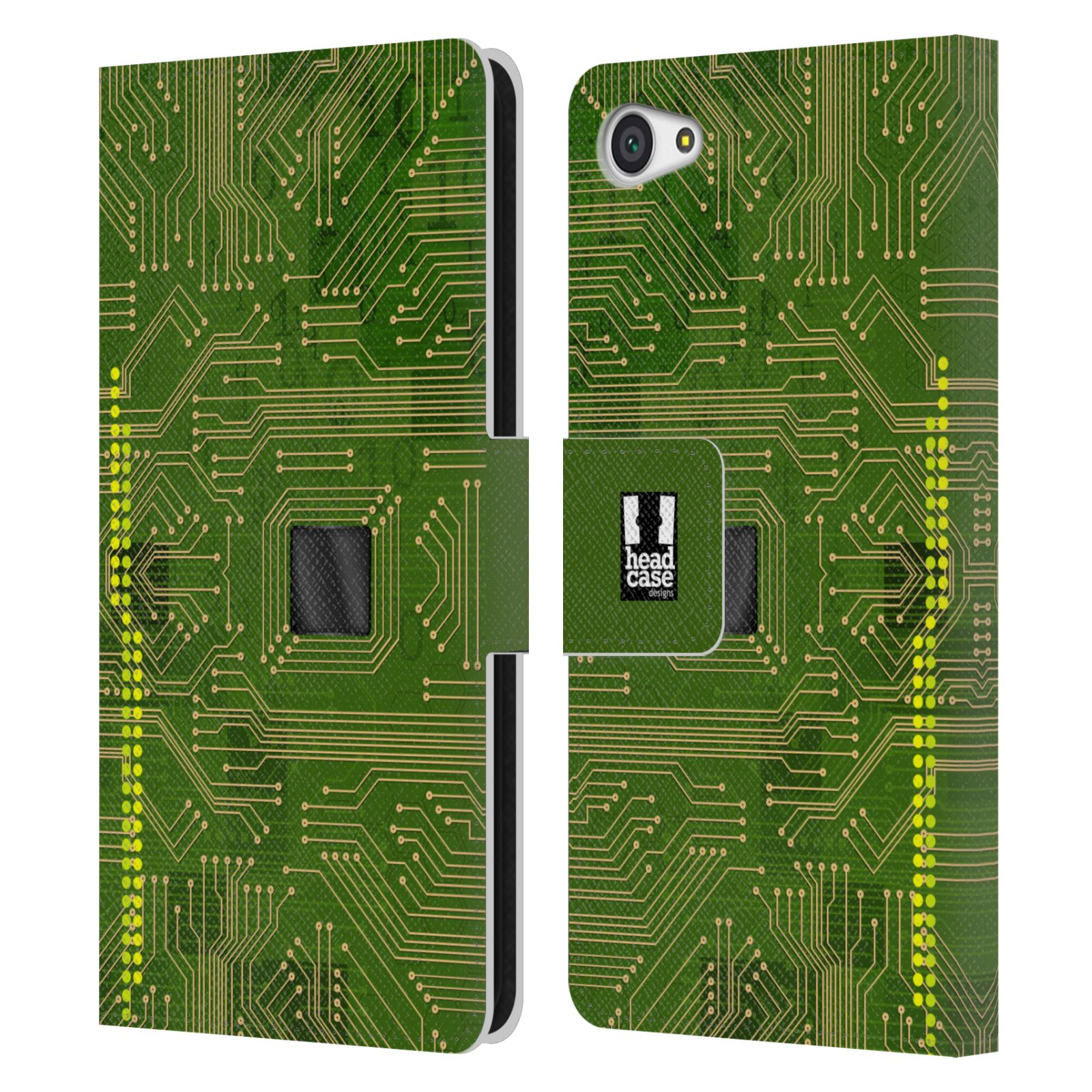 HEAD CASE Flipové pouzdro pro mobil SONY XPERIA Z5 COMPACT počítač základní deska zelená barva