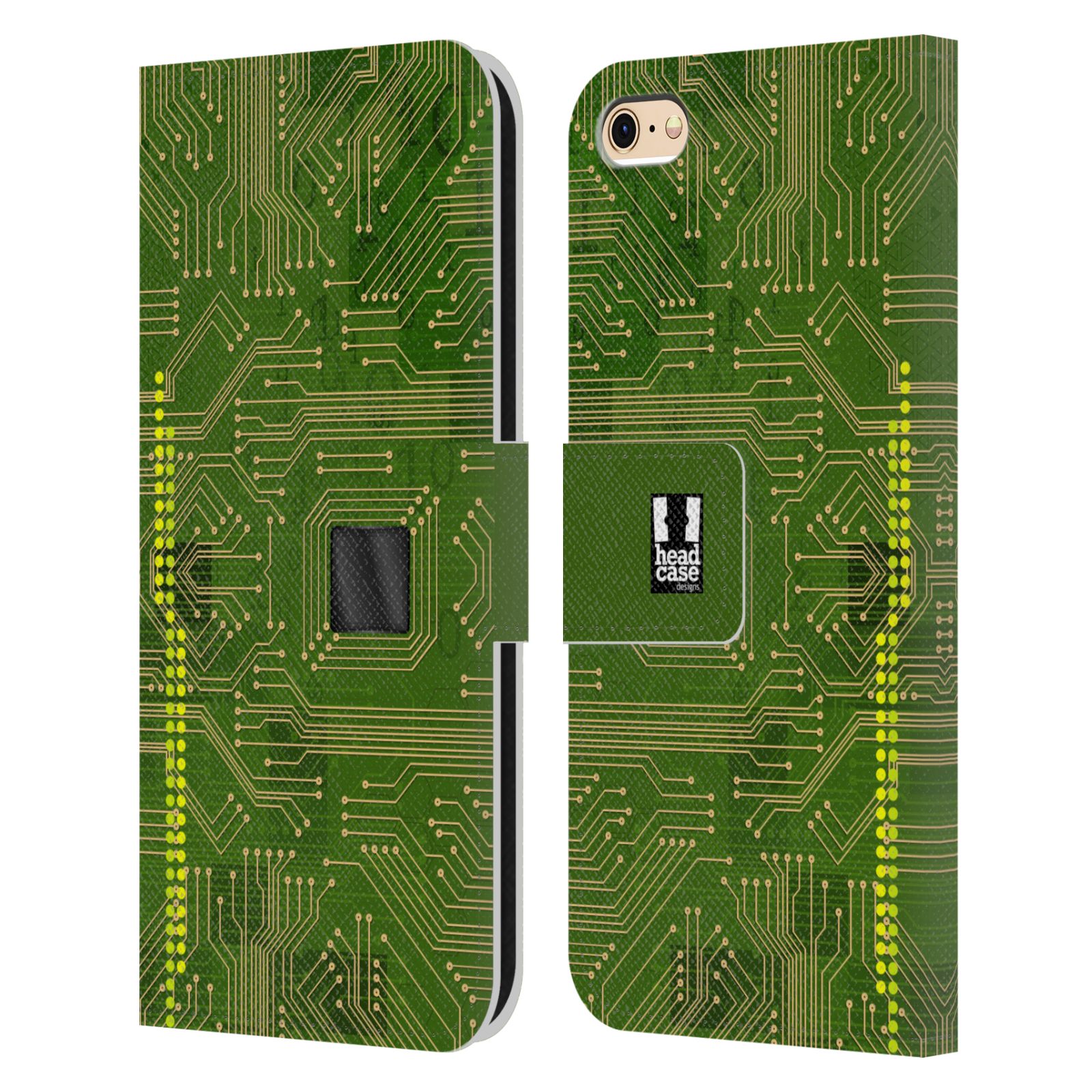 HEAD CASE Flipové pouzdro pro mobil Apple Iphone 6/6s počítač základní deska zelená barva
