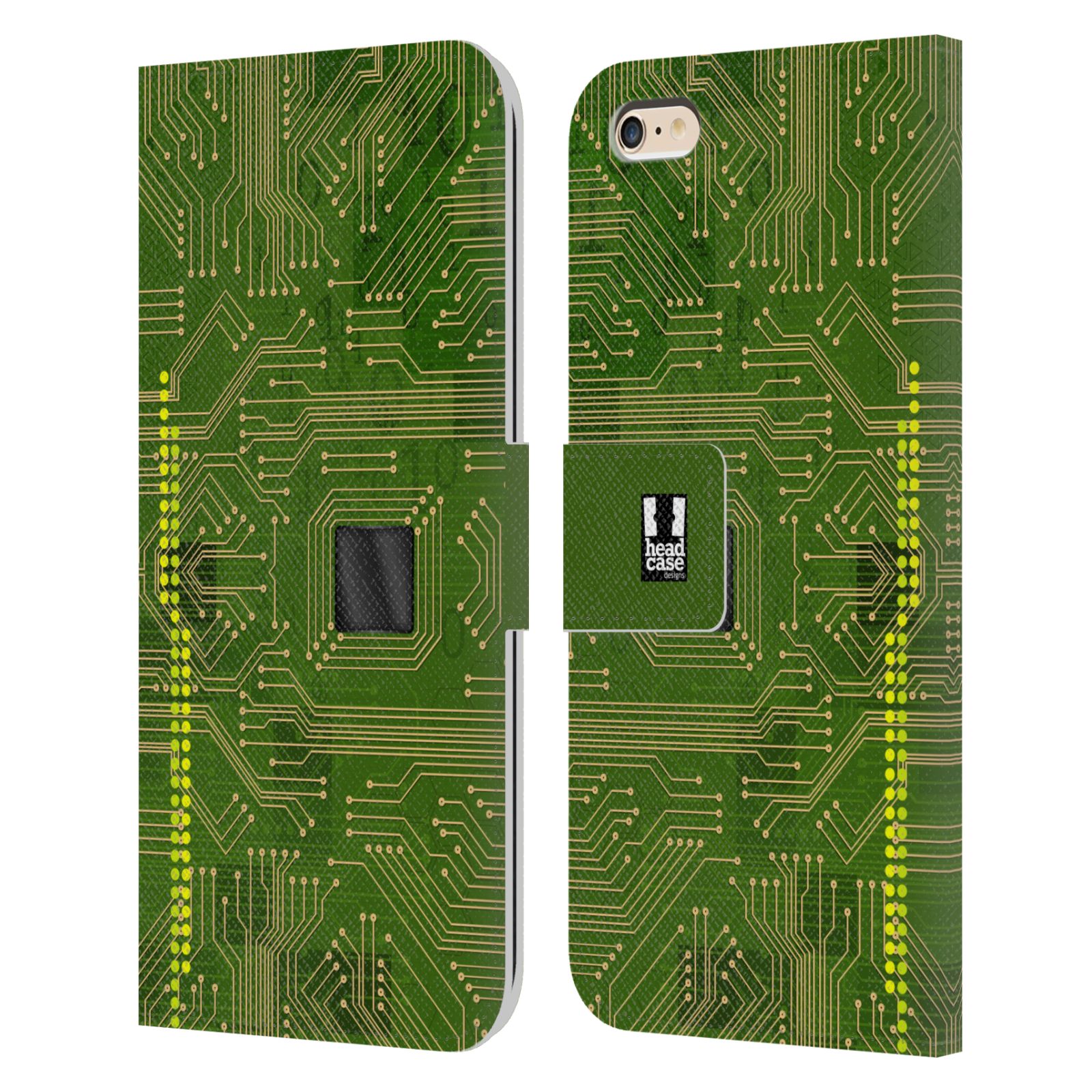 HEAD CASE Flipové pouzdro pro mobil Apple Iphone 6 PLUS / 6S PLUS počítač základní deska zelená barva
