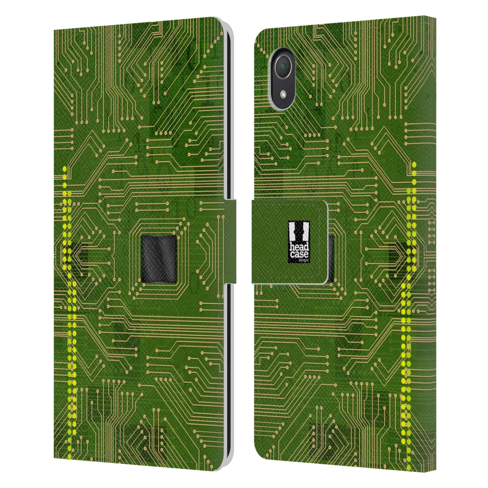 HEAD CASE Flipové pouzdro pro mobil SONY XPERIA Z2 počítač základní deska zelená barva
