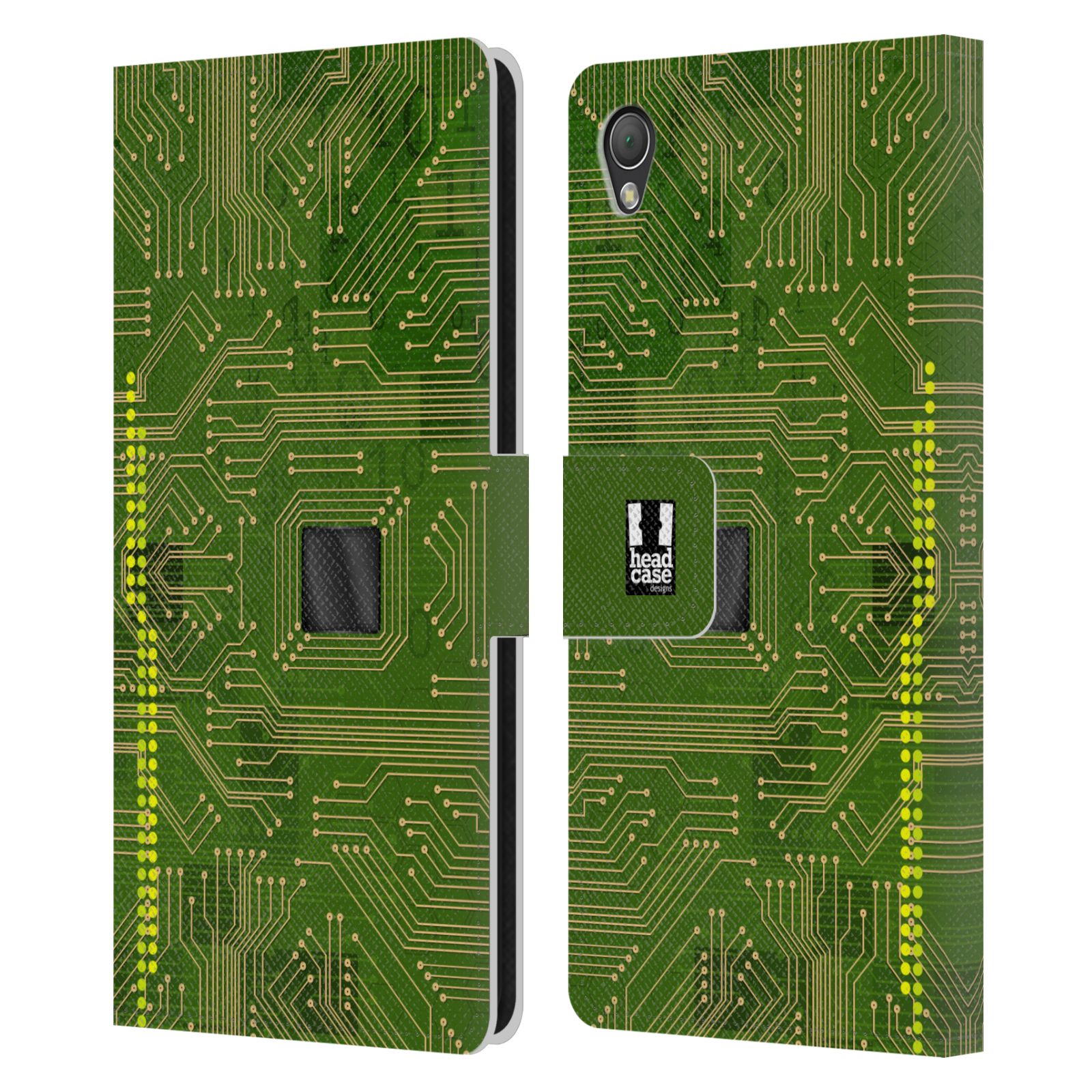 HEAD CASE Flipové pouzdro pro mobil SONY XPERIA Z3 počítač základní deska zelená barva