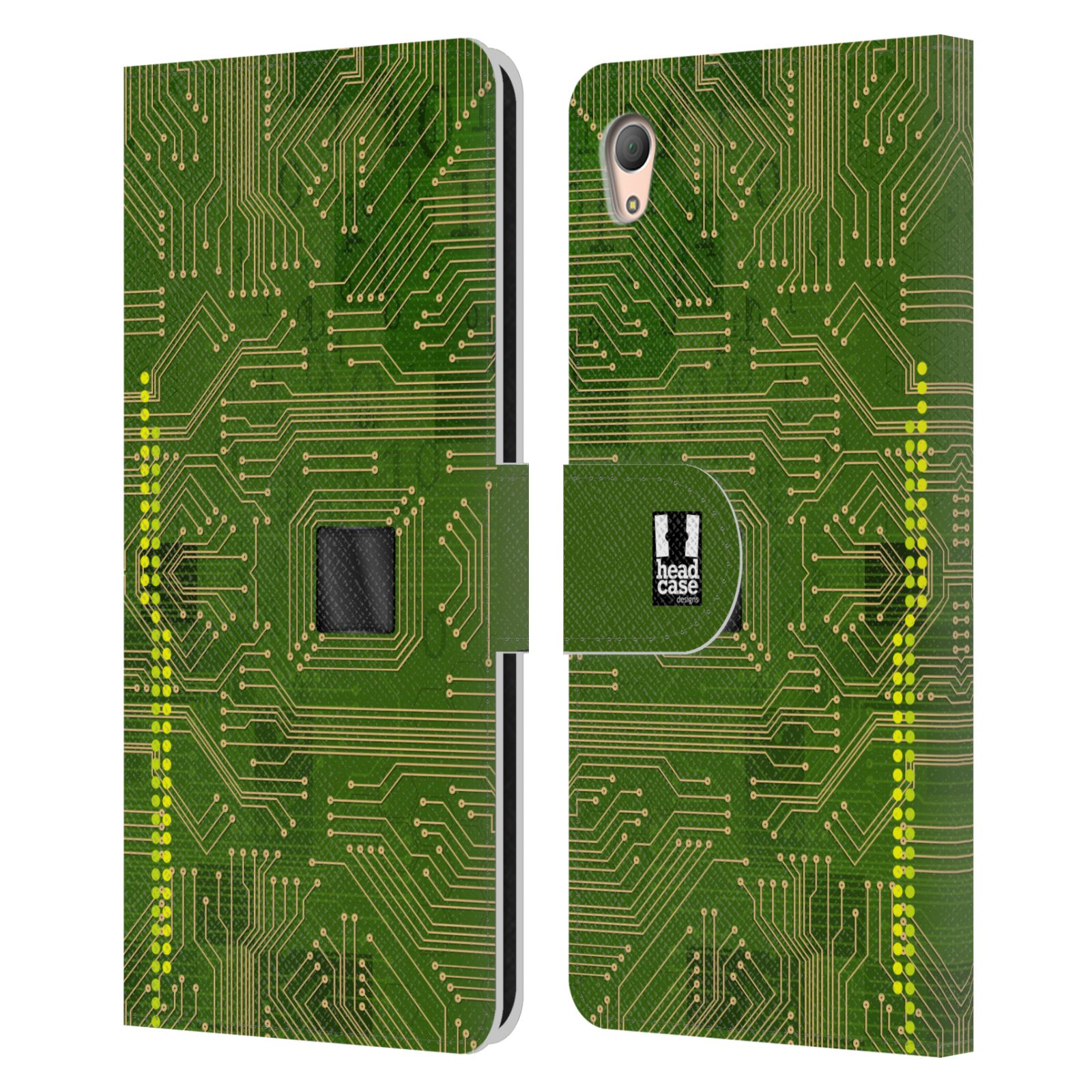 HEAD CASE Flipové pouzdro pro mobil SONY XPERIA Z3+ (PLUS) počítač základní deska zelená barva