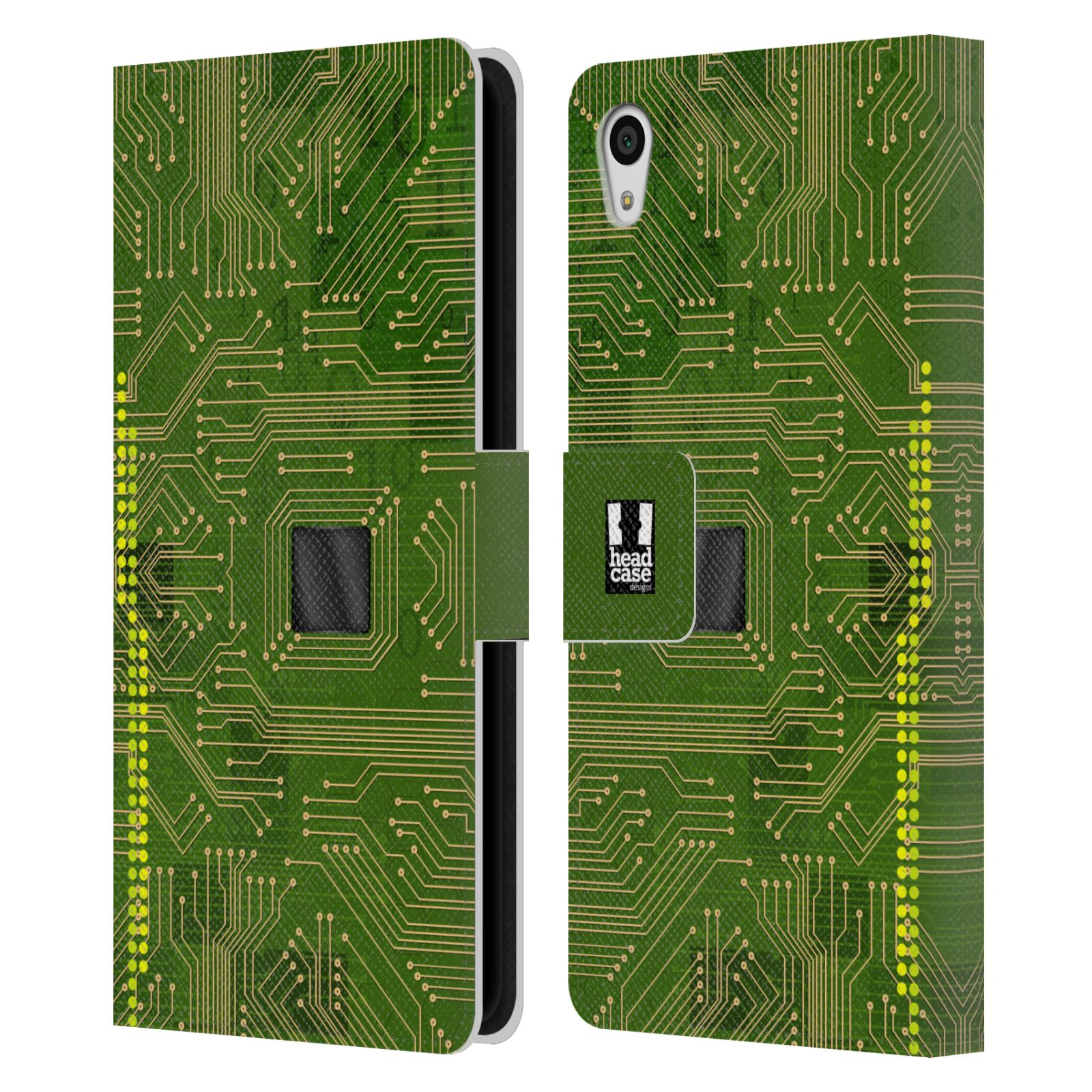 HEAD CASE Flipové pouzdro pro mobil SONY XPERIA Z5 počítač základní deska zelená barva