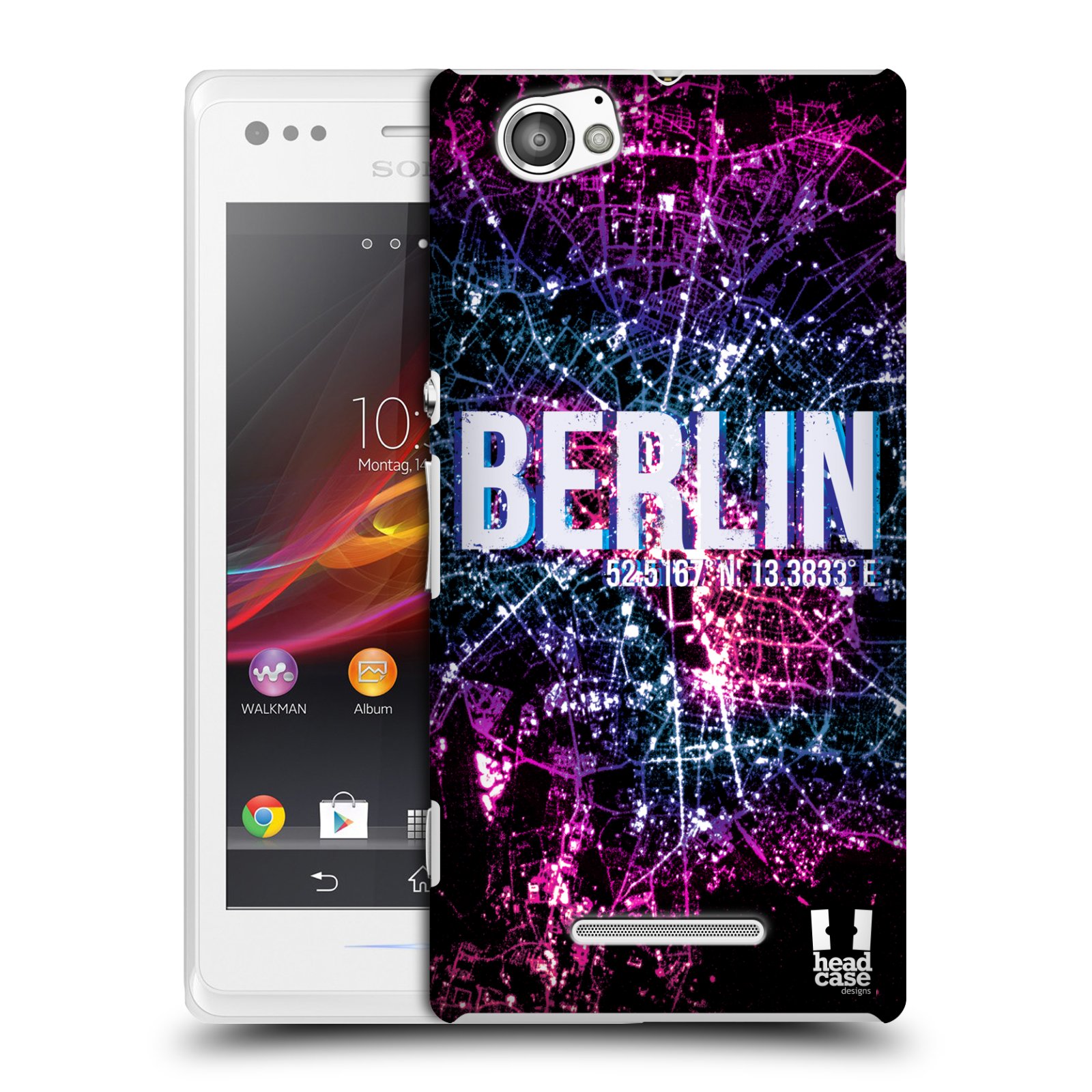 HEAD CASE plastový obal na mobil Sony Xperia M vzor Světla známých měst, Satelitní snímky NĚMECKO, BERLÍN