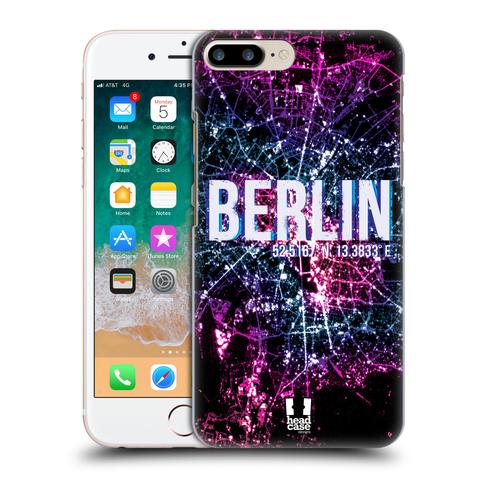 Plastové pouzdro pro mobil Apple Iphone 8 PLUS vzor Světla známých měst, Satelitní snímky NĚMECKO, BERLÍN