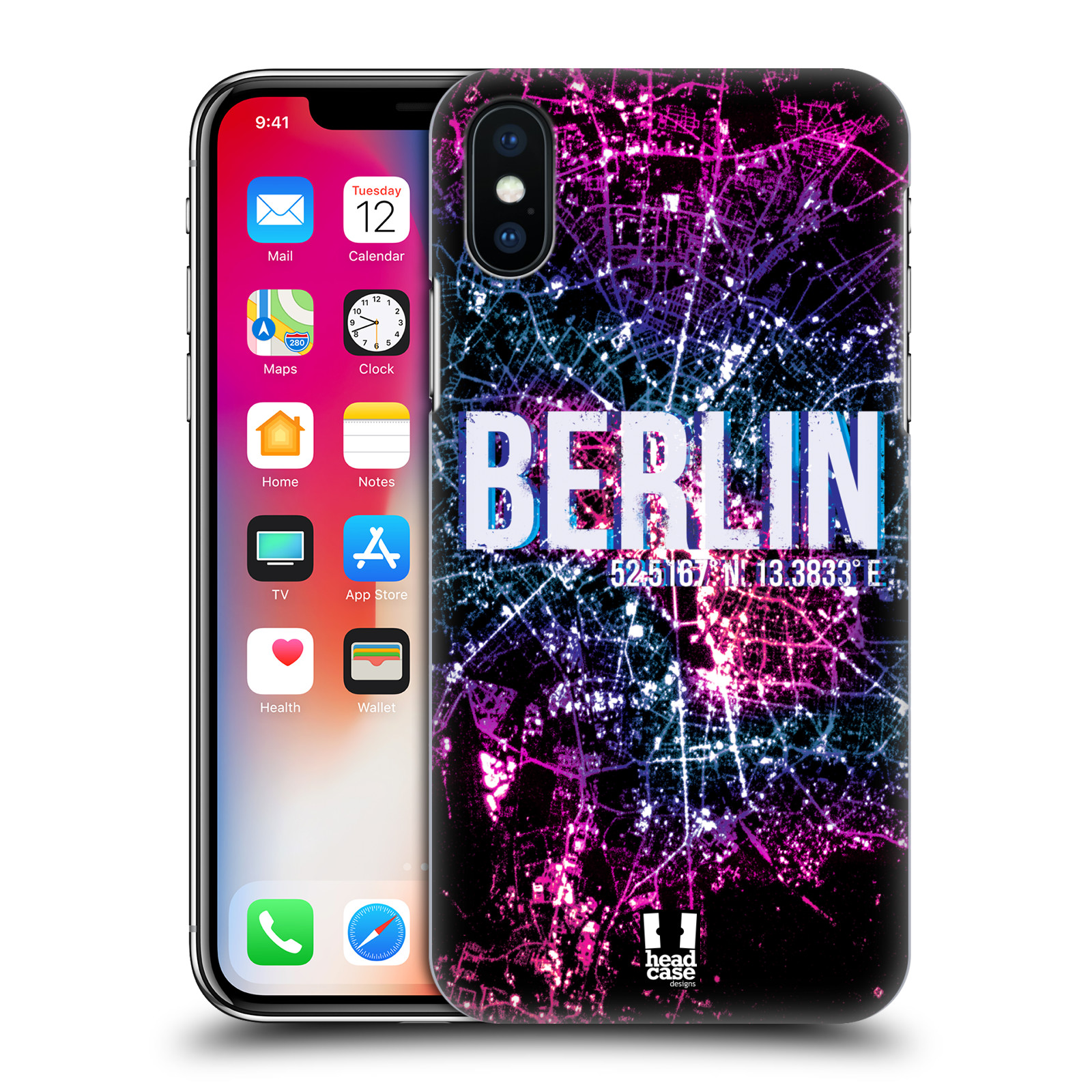 HEAD CASE plastový obal na mobil Apple Iphone X / XS vzor Světla známých měst, Satelitní snímky NĚMECKO, BERLÍN