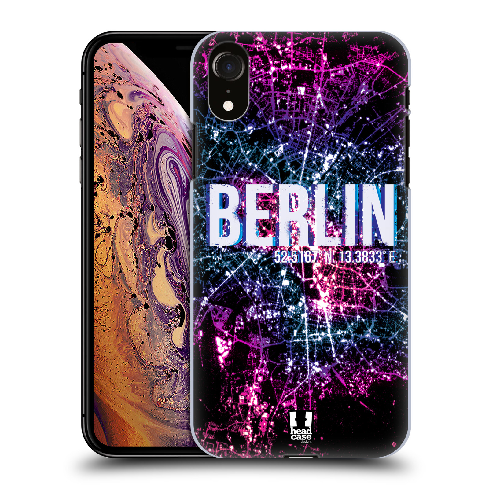 HEAD CASE plastový obal na mobil Apple Iphone XR vzor Světla známých měst, Satelitní snímky NĚMECKO, BERLÍN