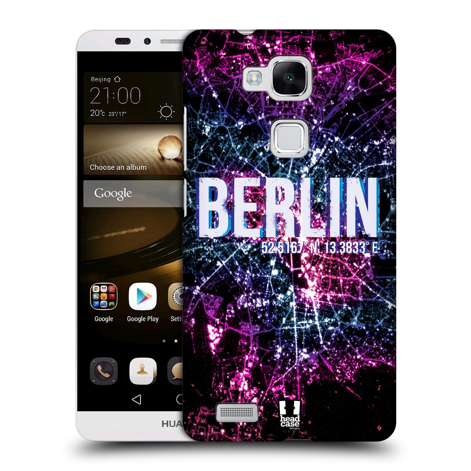 HEAD CASE plastový obal na mobil Huawei Mate 7 vzor Světla známých měst, Satelitní snímky NĚMECKO, BERLÍN