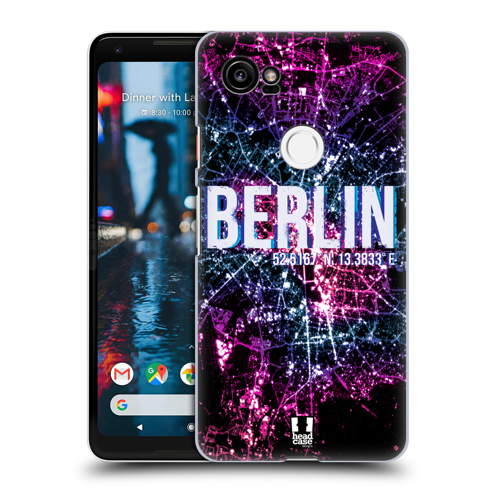 HEAD CASE plastový obal na mobil Google Pixel 2 XL vzor Světla známých měst, Satelitní snímky NĚMECKO, BERLÍN