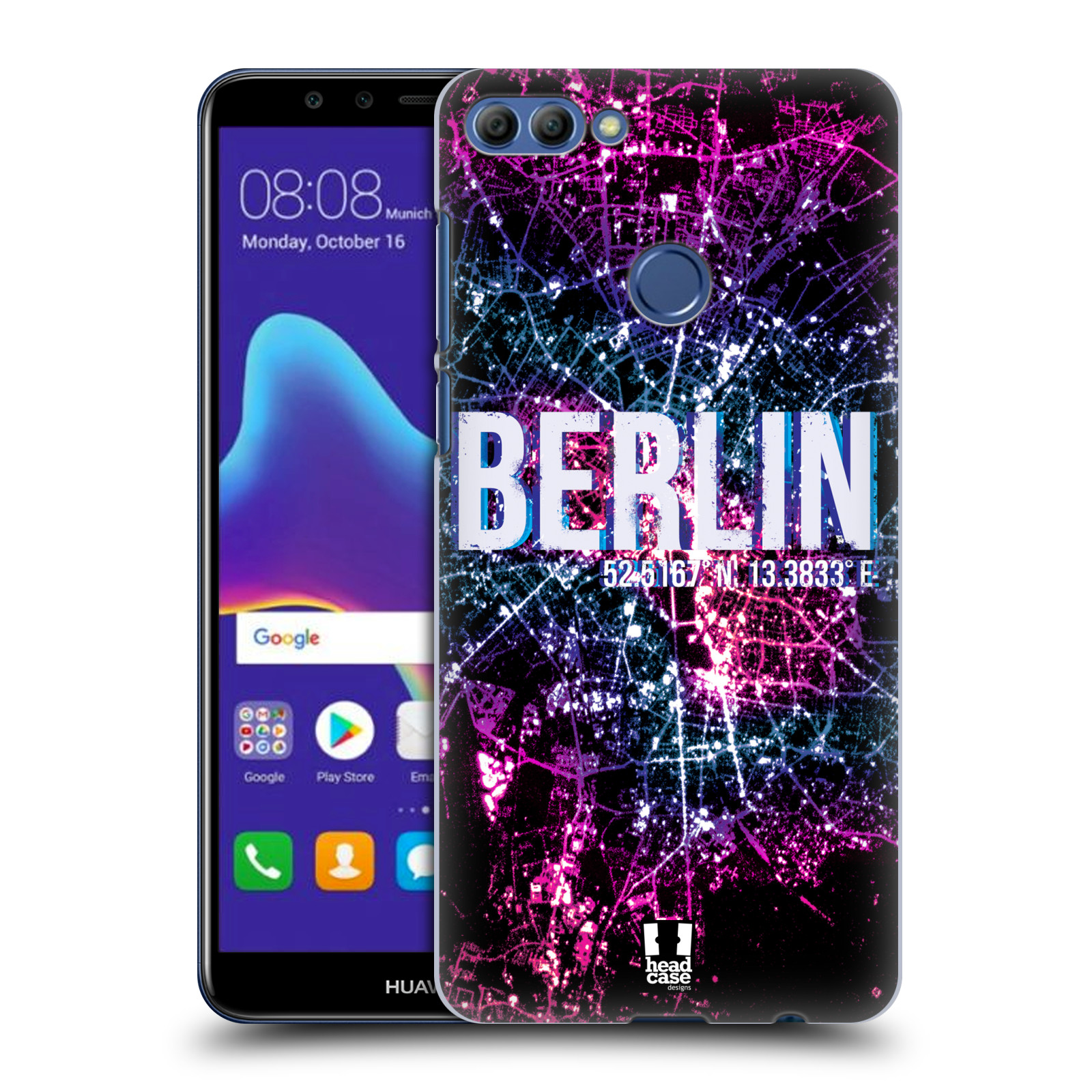 HEAD CASE plastový obal na mobil Huawei Y9 2018 vzor Světla známých měst, Satelitní snímky NĚMECKO, BERLÍN