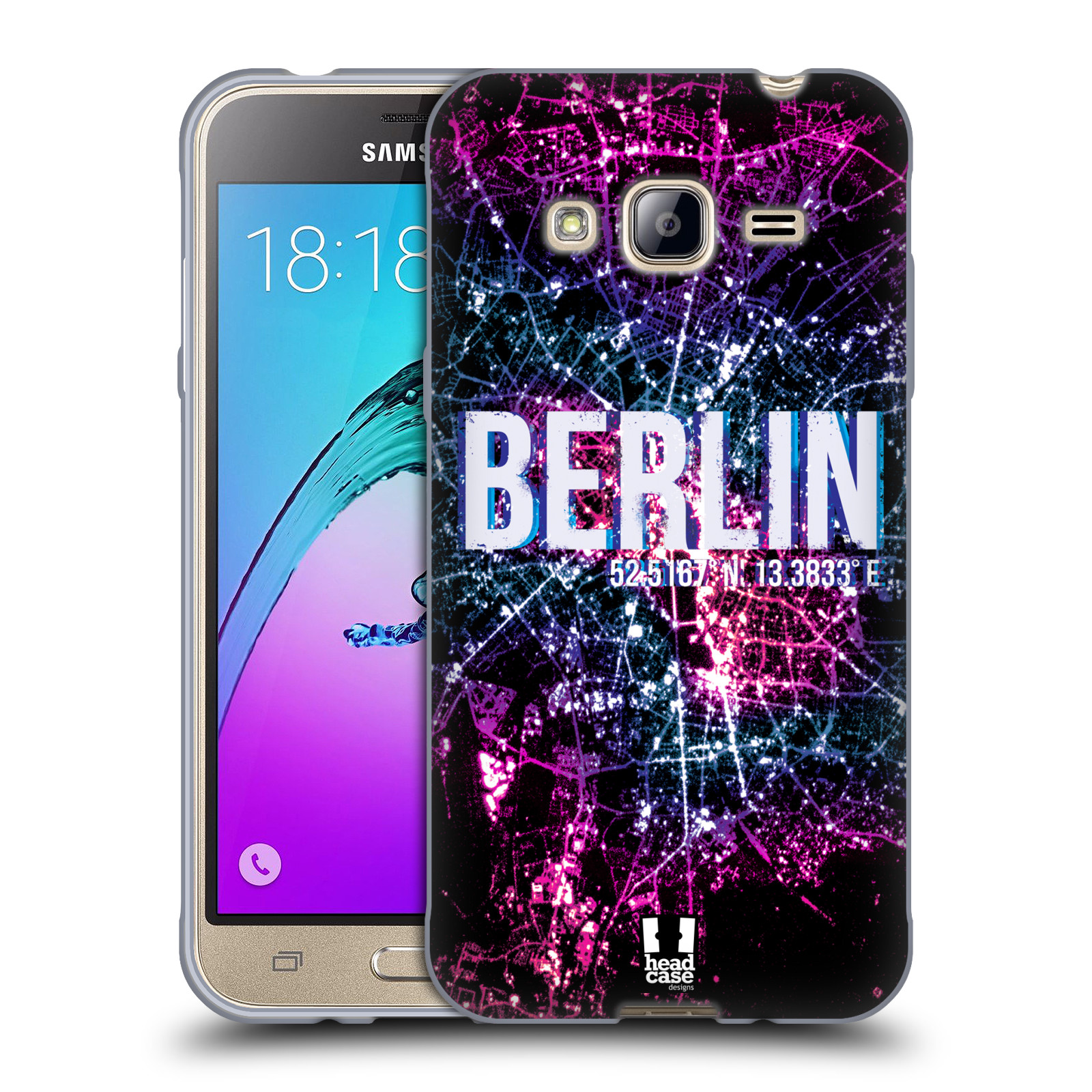 HEAD CASE silikonový obal na mobil Samsung Galaxy J3, J3 2016 vzor Světla známých měst, Satelitní snímky NĚMECKO, BERLÍN