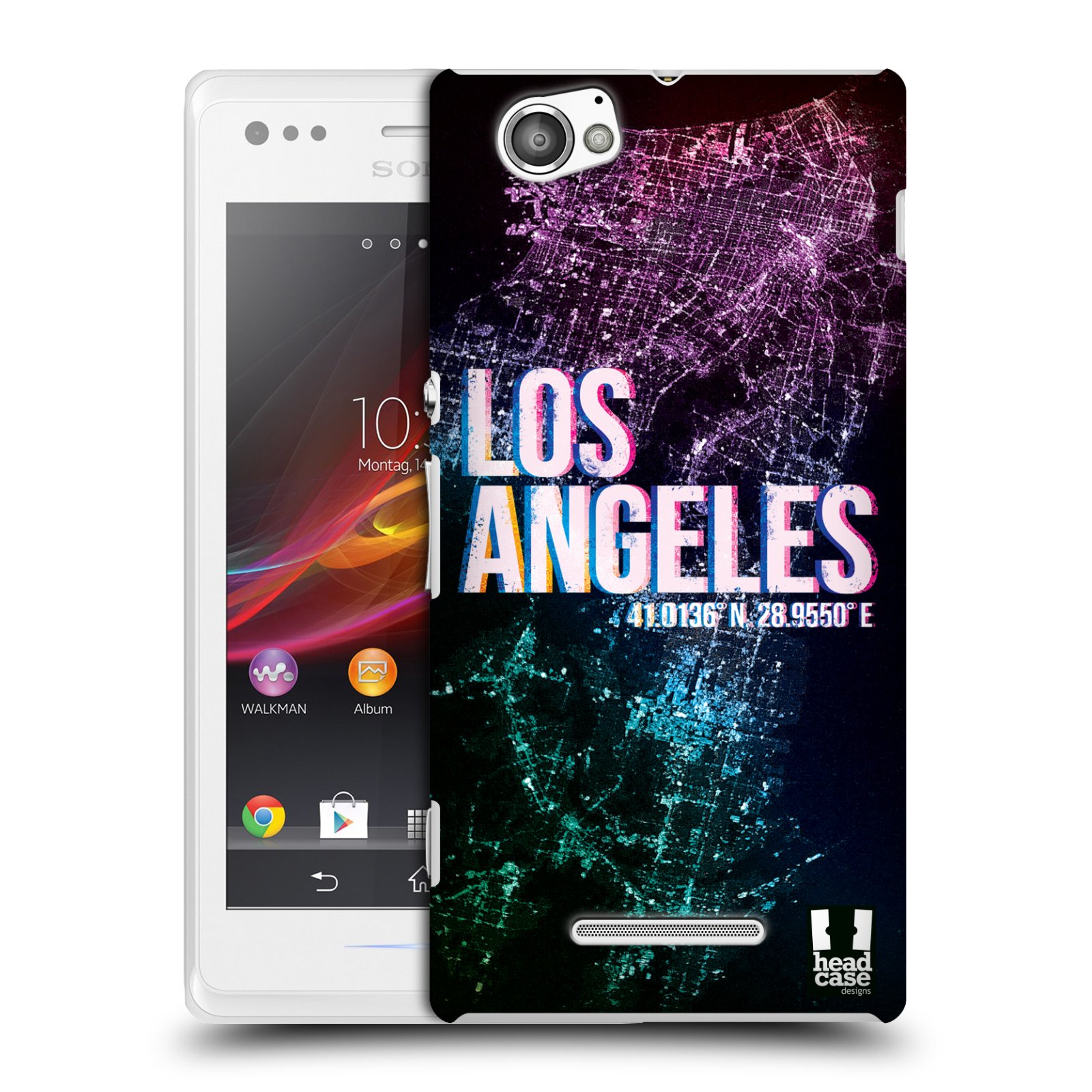 HEAD CASE plastový obal na mobil Sony Xperia M vzor Světla známých měst, Satelitní snímky fialová USA, LOS ANGELES