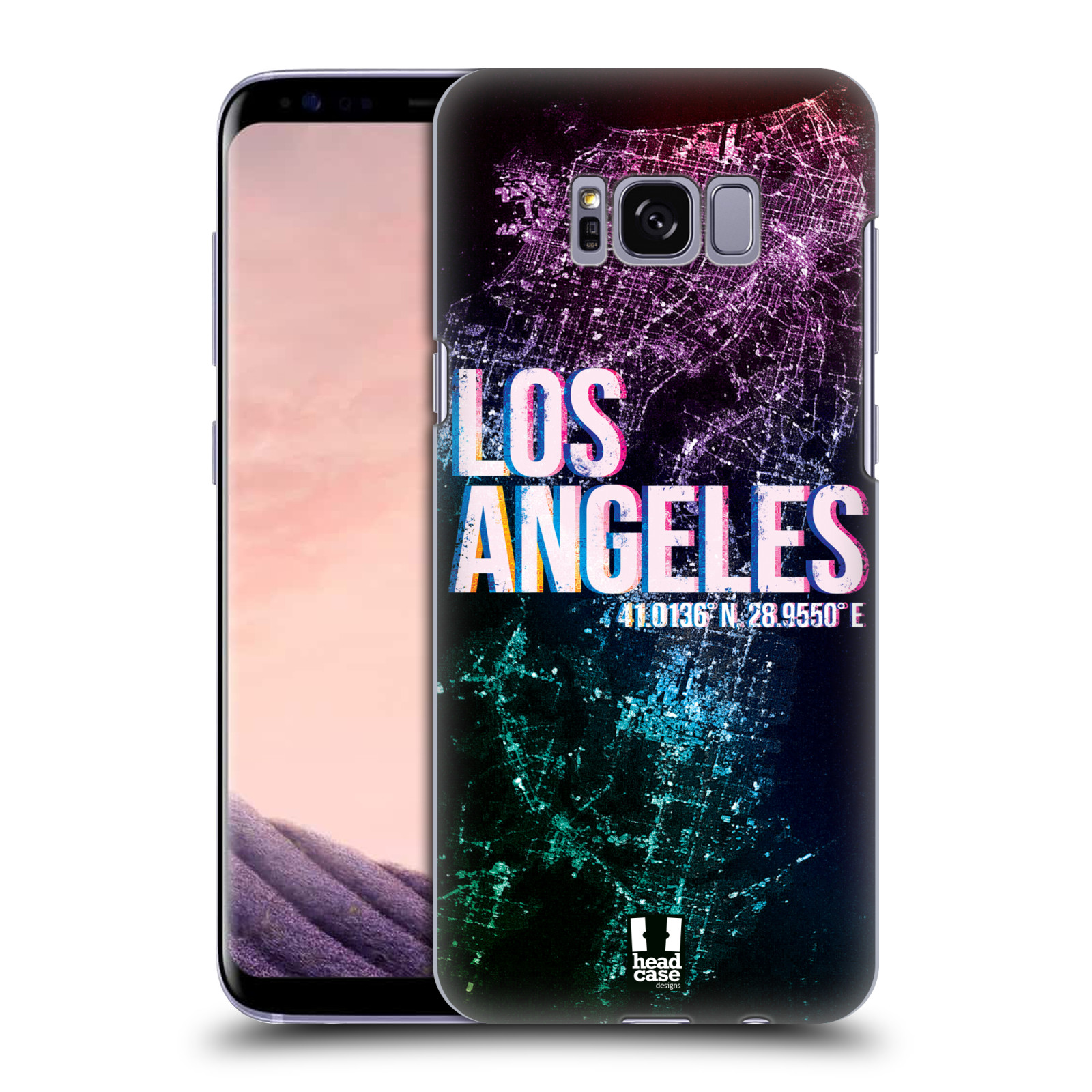 HEAD CASE plastový obal na mobil Samsung Galaxy S8 vzor Světla známých měst, Satelitní snímky fialová USA, LOS ANGELES