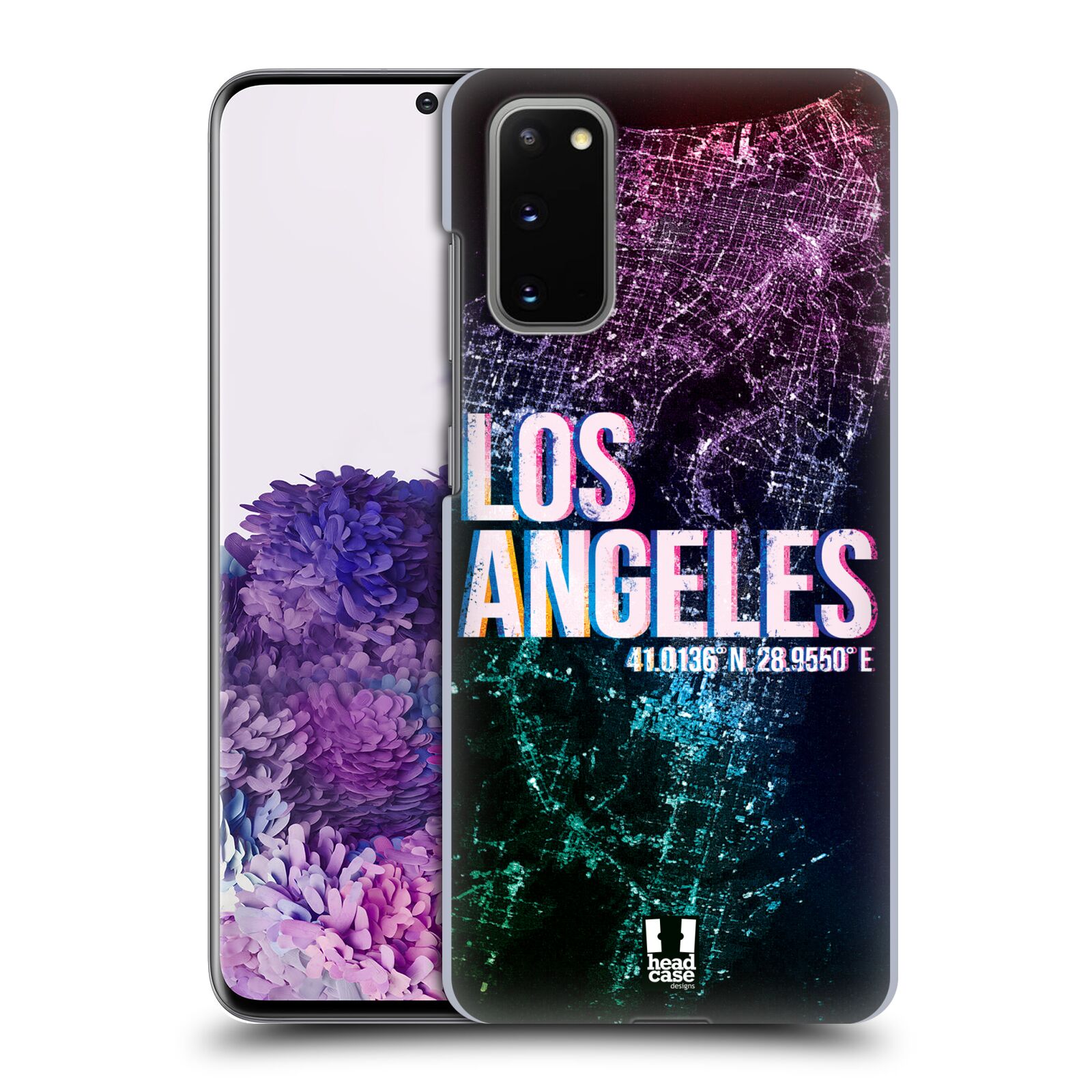 Pouzdro na mobil Samsung Galaxy S20 - HEAD CASE - vzor Světla známých měst, Satelitní snímky fialová USA, LOS ANGELES