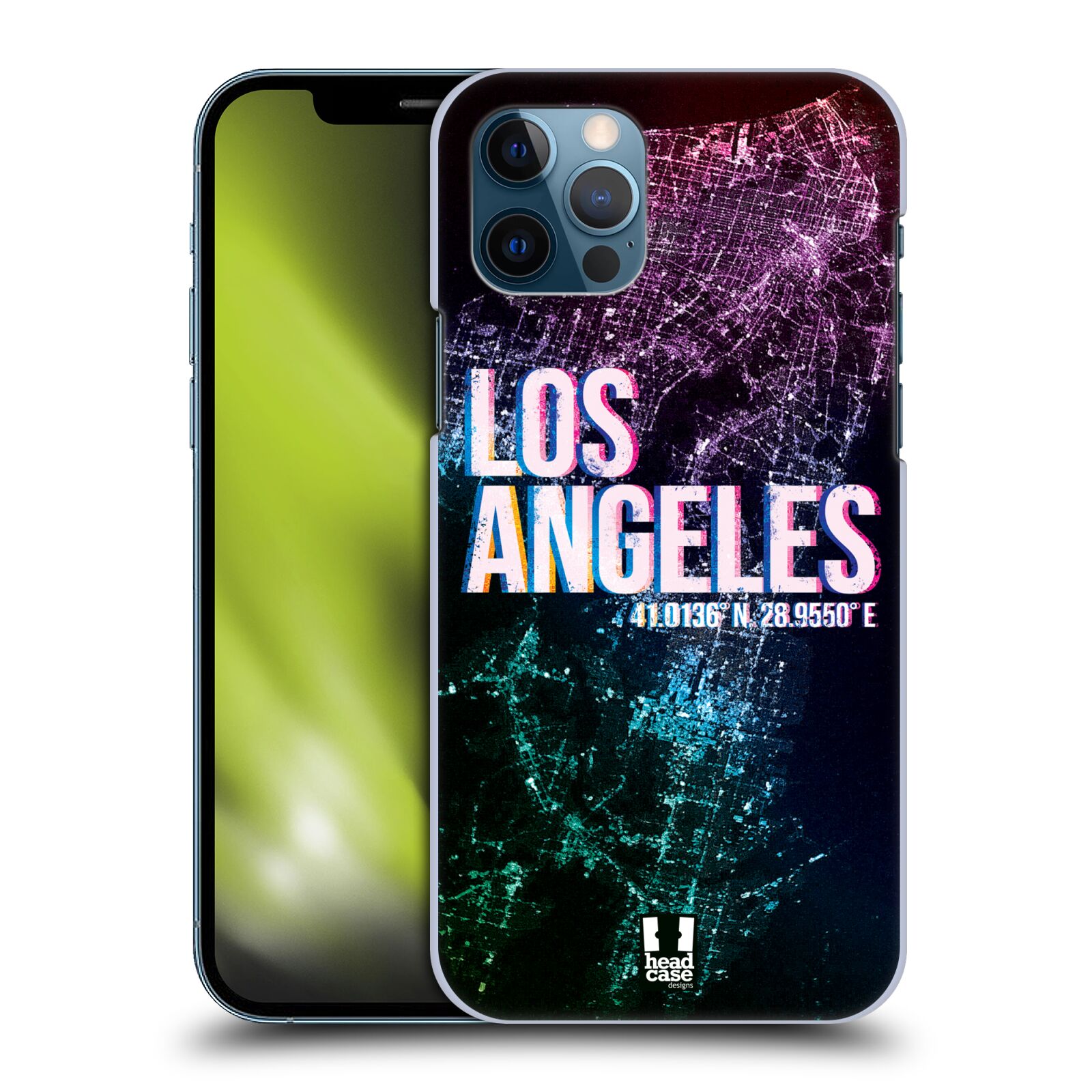 HEAD CASE plastový obal na mobil Apple Iphone 12 / Iphone 12 PRO vzor Světla známých měst, Satelitní snímky fialová USA, LOS ANGELES
