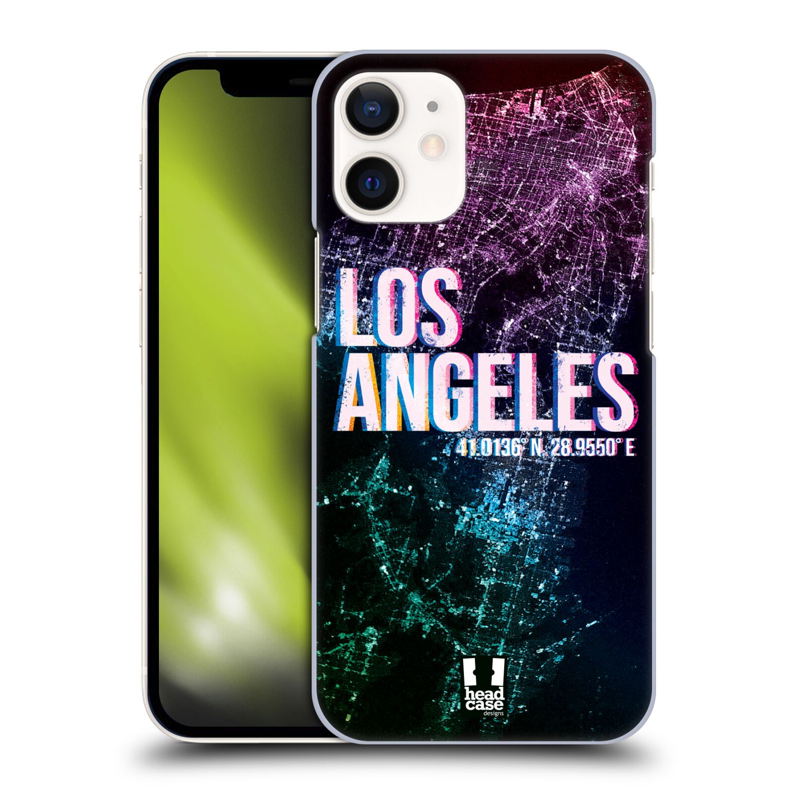 Plastový obal na mobil Apple Iphone 12 MINI vzor Světla známých měst, Satelitní snímky fialová USA, LOS ANGELES