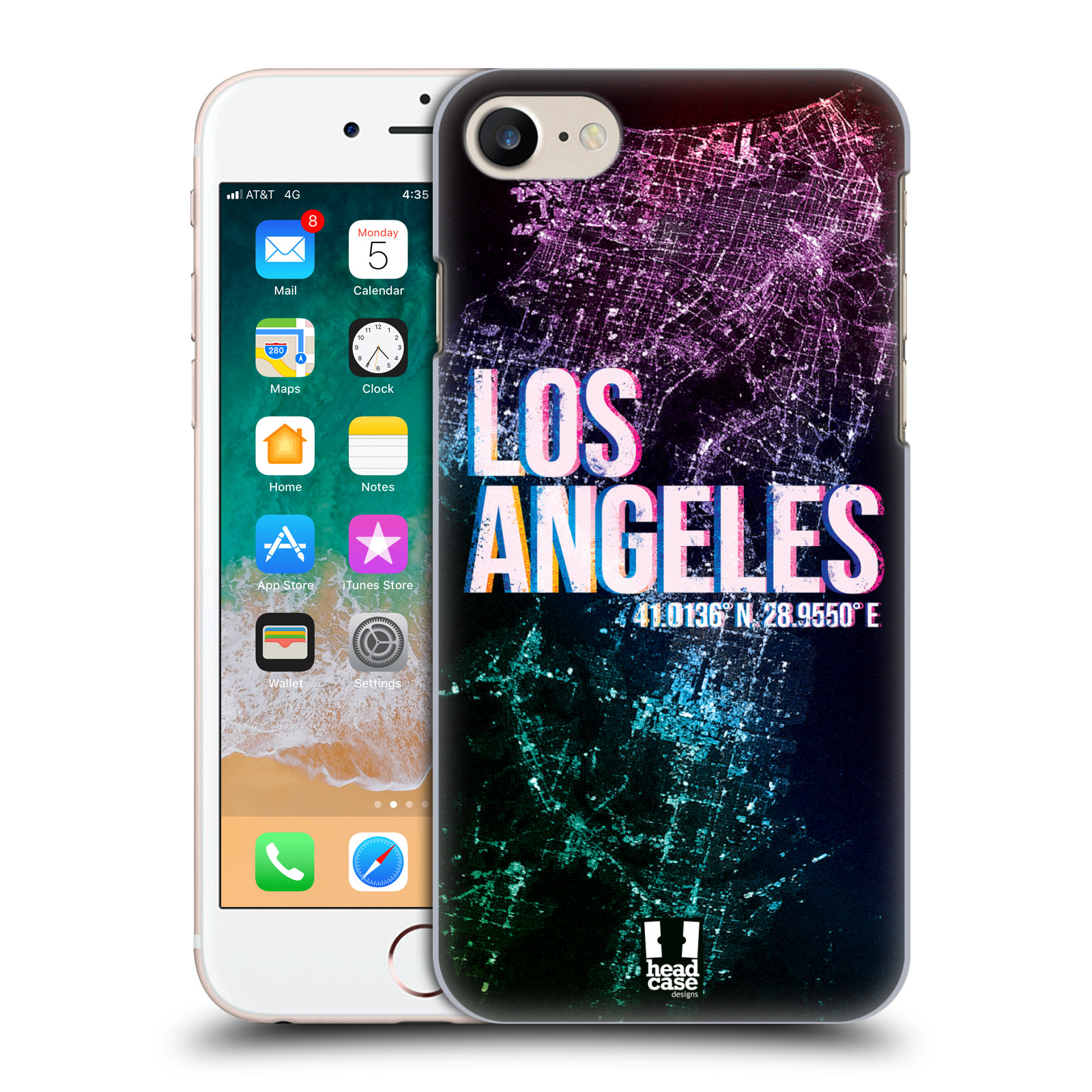 HEAD CASE plastový obal na mobil Apple Iphone 7 vzor Světla známých měst, Satelitní snímky fialová USA, LOS ANGELES