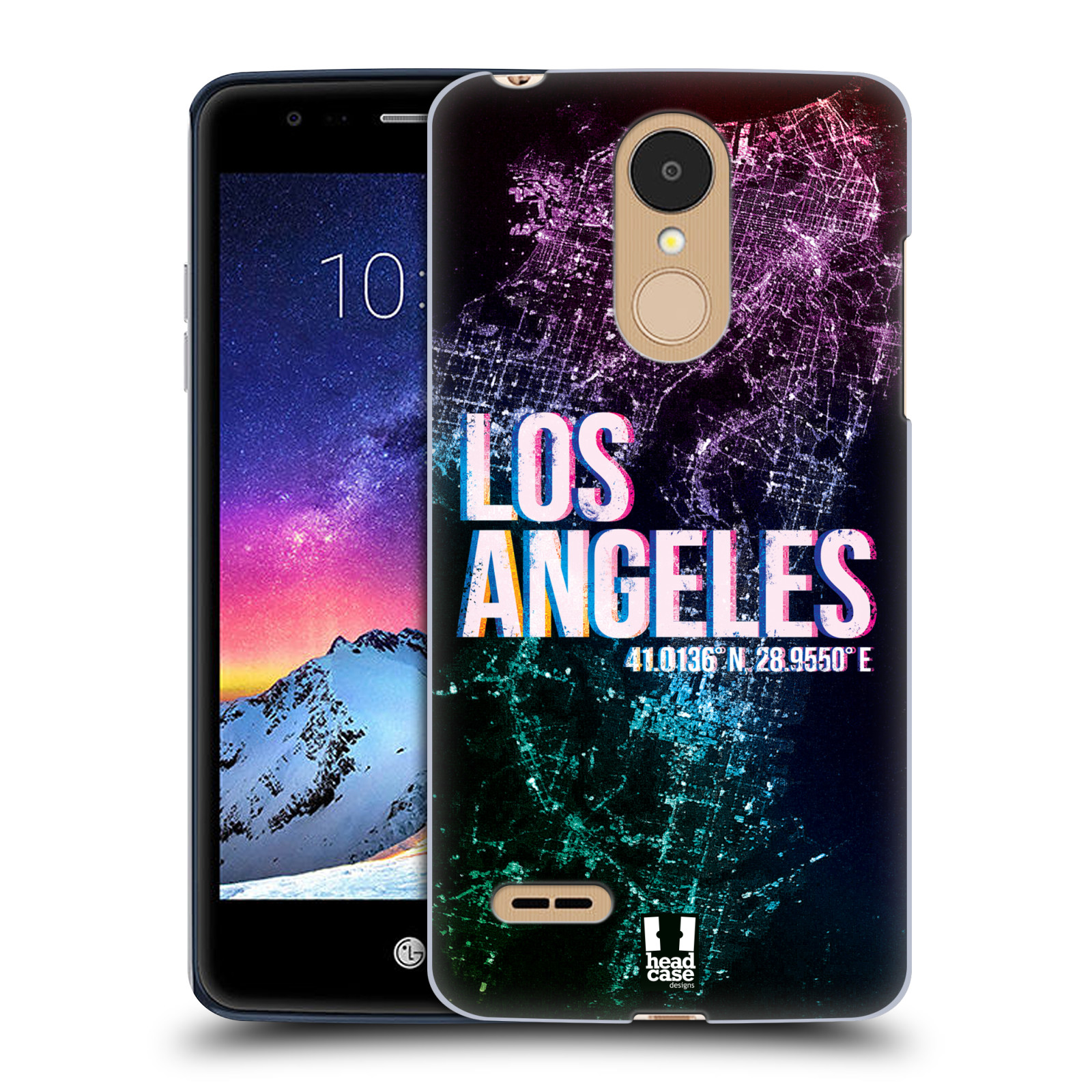 HEAD CASE plastový obal na mobil LG K9 / K8 2018 vzor Světla známých měst, Satelitní snímky fialová USA, LOS ANGELES