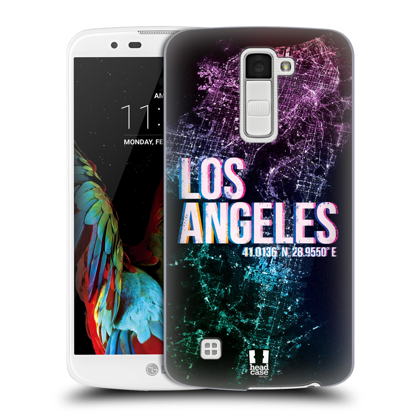 HEAD CASE plastový obal na mobil LG K10 vzor Světla známých měst, Satelitní snímky fialová USA, LOS ANGELES