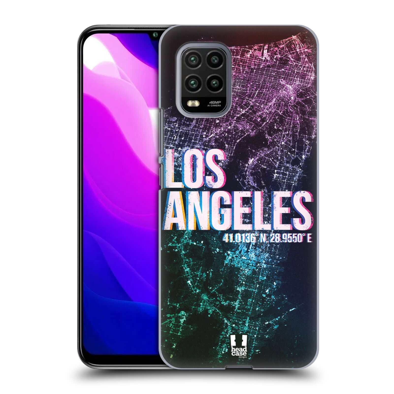 Zadní kryt, obal na mobil Xiaomi Mi 10 LITE vzor Světla známých měst, Satelitní snímky fialová USA, LOS ANGELES