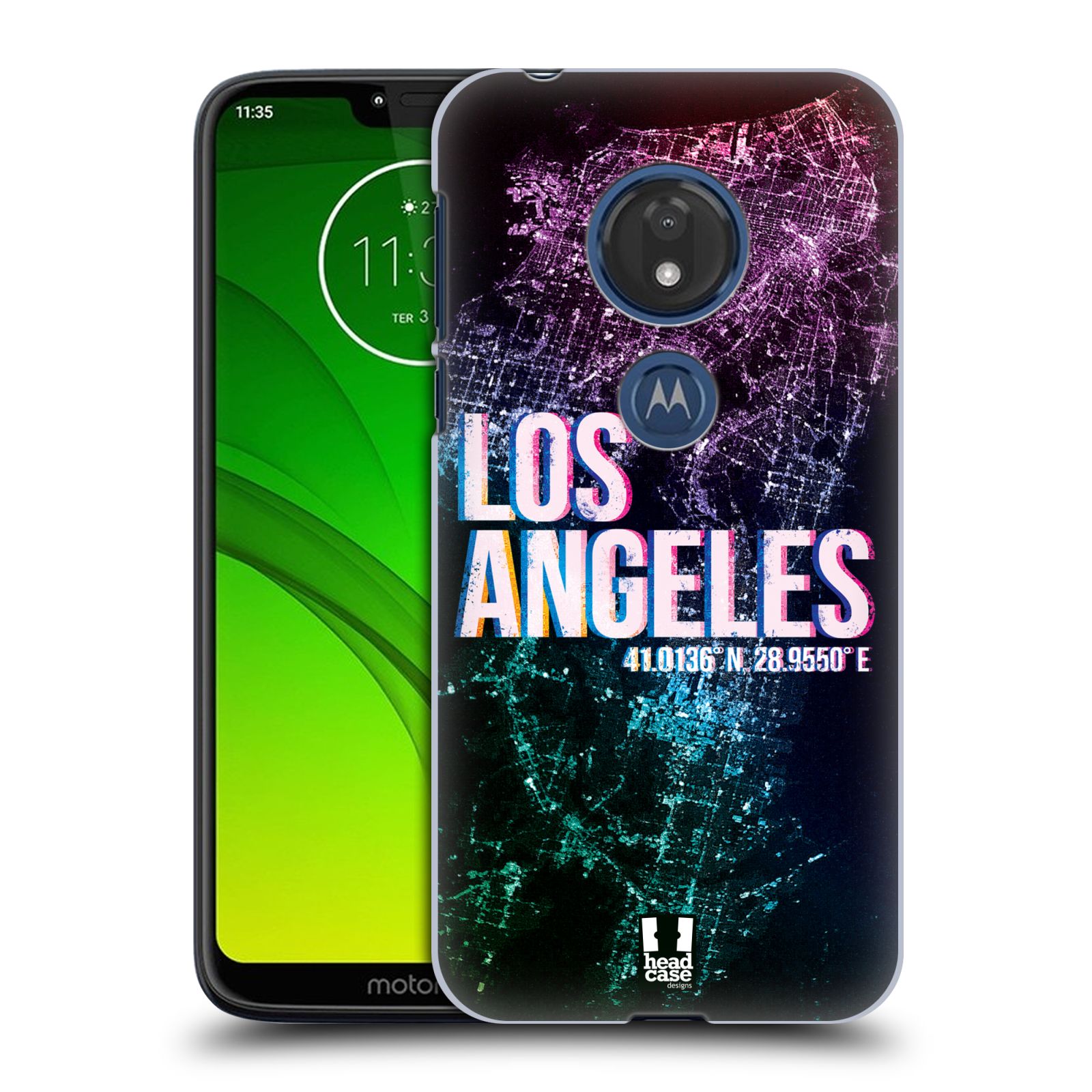 Pouzdro na mobil Motorola Moto G7 Play vzor Světla známých měst, Satelitní snímky fialová USA, LOS ANGELES