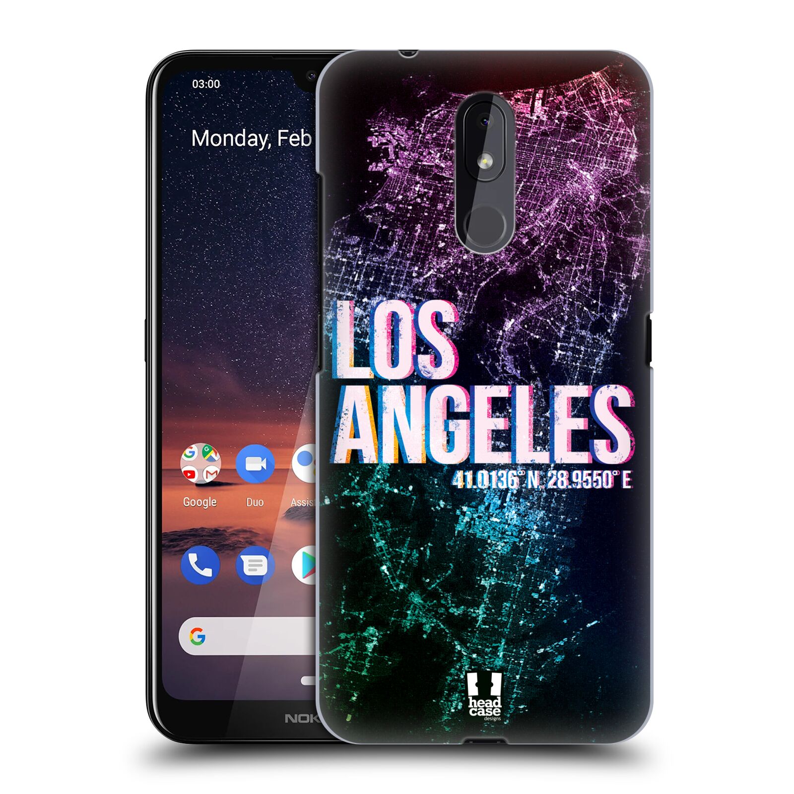 Pouzdro na mobil Nokia 3.2 - HEAD CASE - vzor Světla známých měst, Satelitní snímky fialová USA, LOS ANGELES
