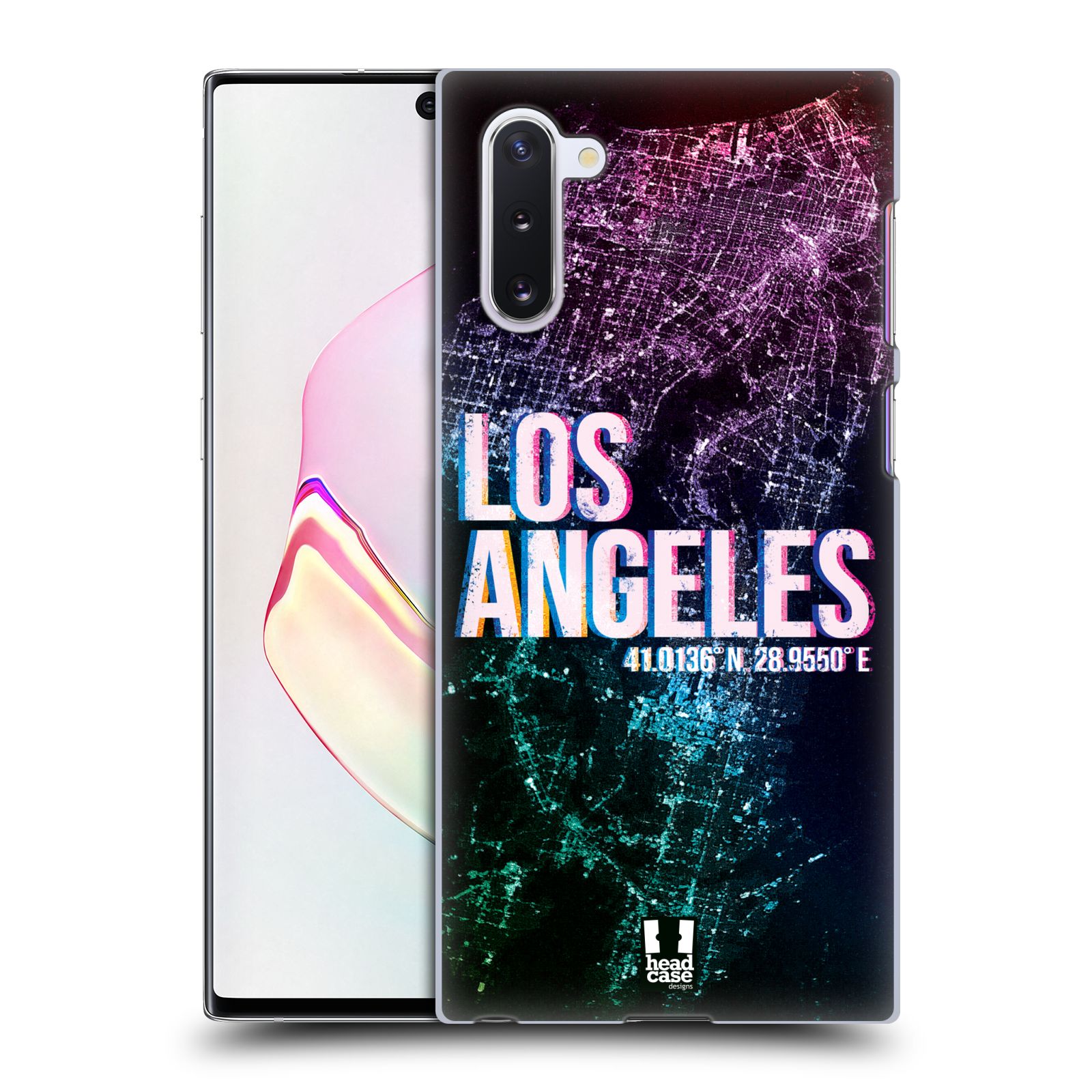 Pouzdro na mobil Samsung Galaxy Note 10 - HEAD CASE - vzor Světla známých měst, Satelitní snímky fialová USA, LOS ANGELES