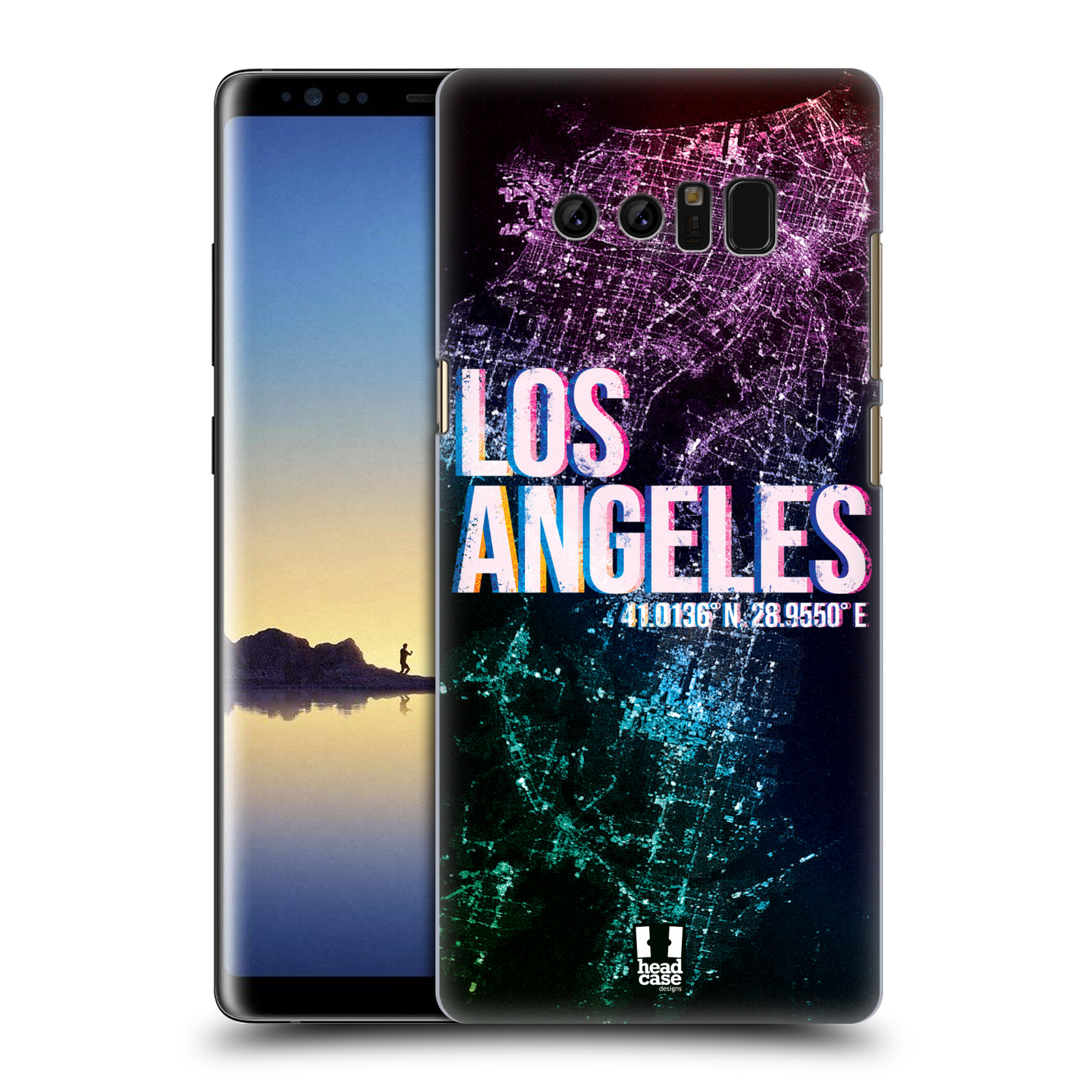 HEAD CASE plastový obal na mobil Samsung Galaxy Note 8 vzor Světla známých měst, Satelitní snímky fialová USA, LOS ANGELES
