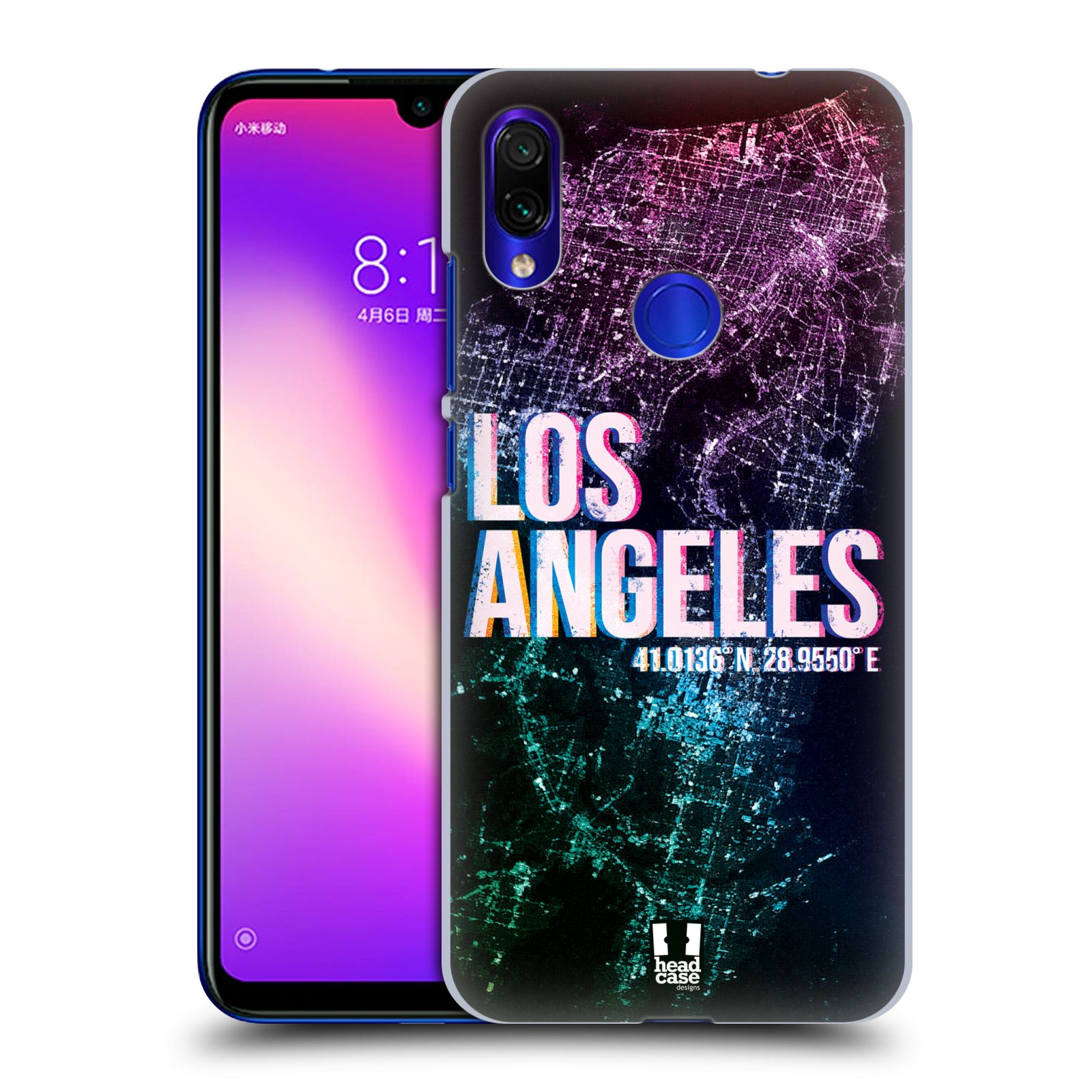 Pouzdro na mobil Xiaomi Redmi Note 7 - Head Case - vzor Světla známých měst, Satelitní snímky fialová USA, LOS ANGELES