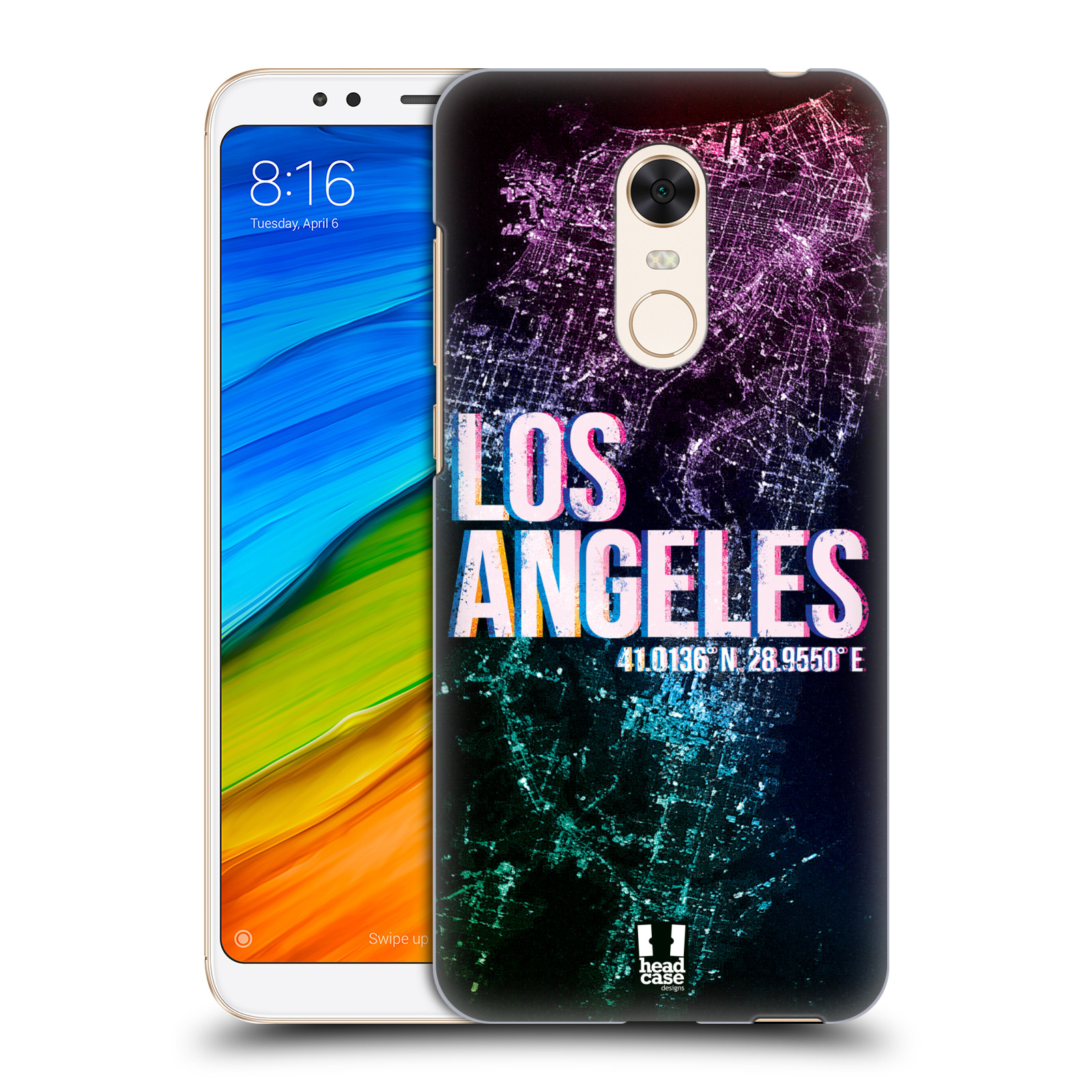 HEAD CASE plastový obal na mobil Xiaomi Redmi 5 PLUS vzor Světla známých měst, Satelitní snímky fialová USA, LOS ANGELES