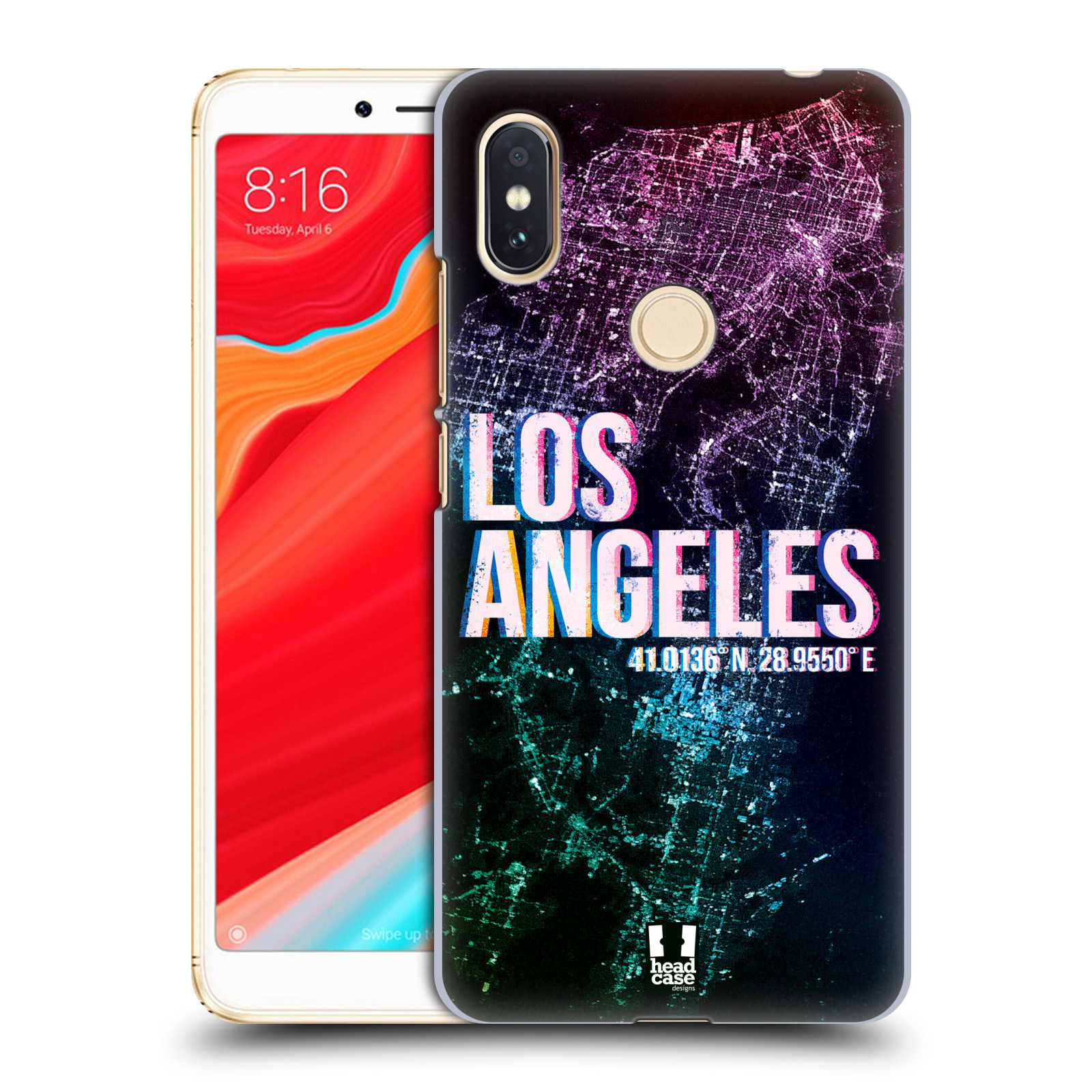 HEAD CASE plastový obal na mobil Xiaomi Redmi S2 vzor Světla známých měst, Satelitní snímky fialová USA, LOS ANGELES