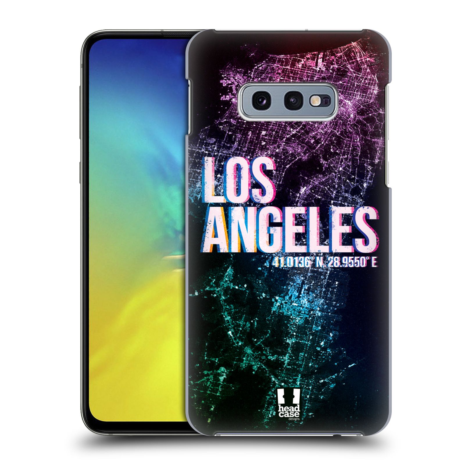 Pouzdro na mobil Samsung Galaxy S10e - HEAD CASE - vzor Světla známých měst, Satelitní snímky fialová USA, LOS ANGELES