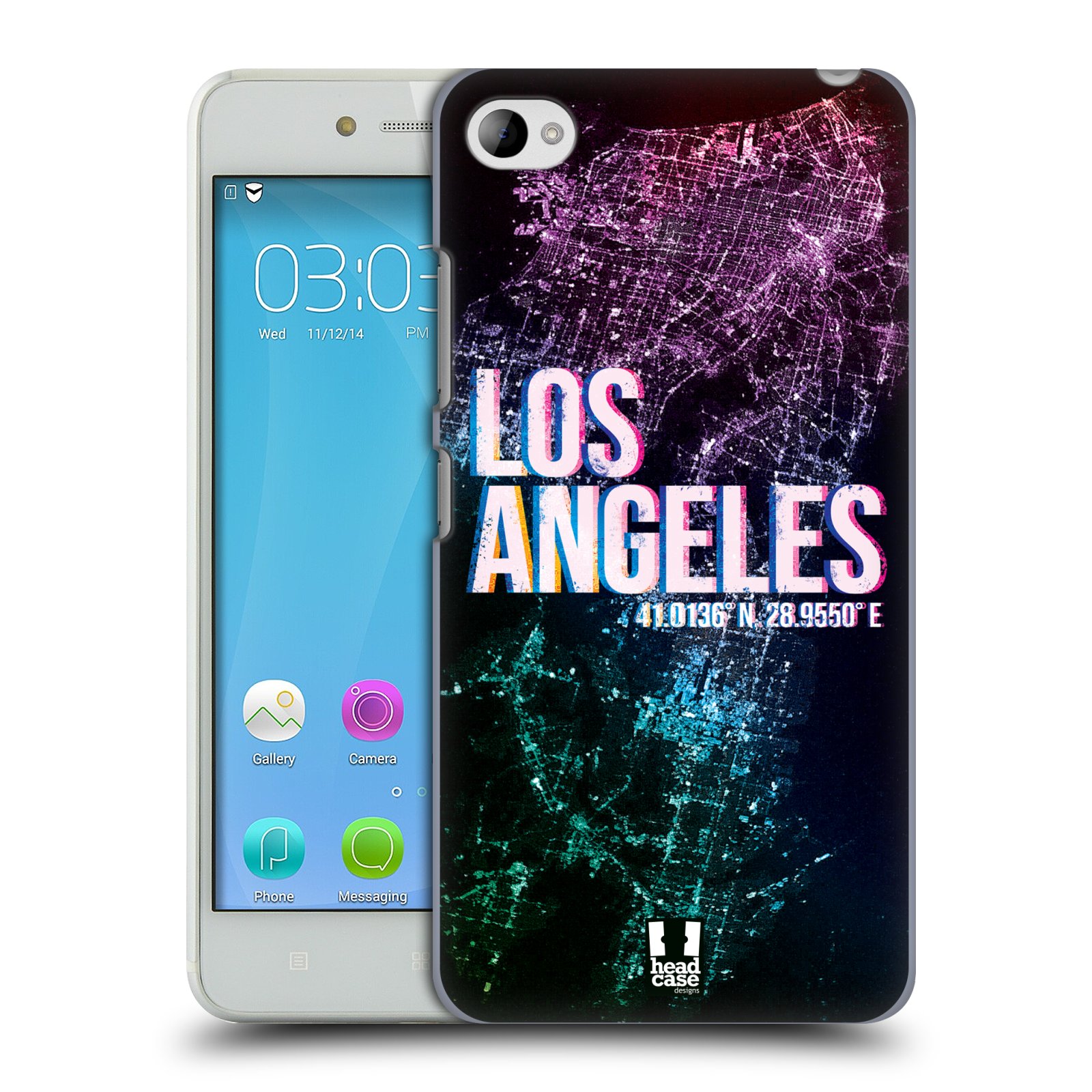 HEAD CASE pevný plastový obal na mobil LENOVO S90 vzor Světla známých měst, Satelitní snímky fialová USA, LOS ANGELES