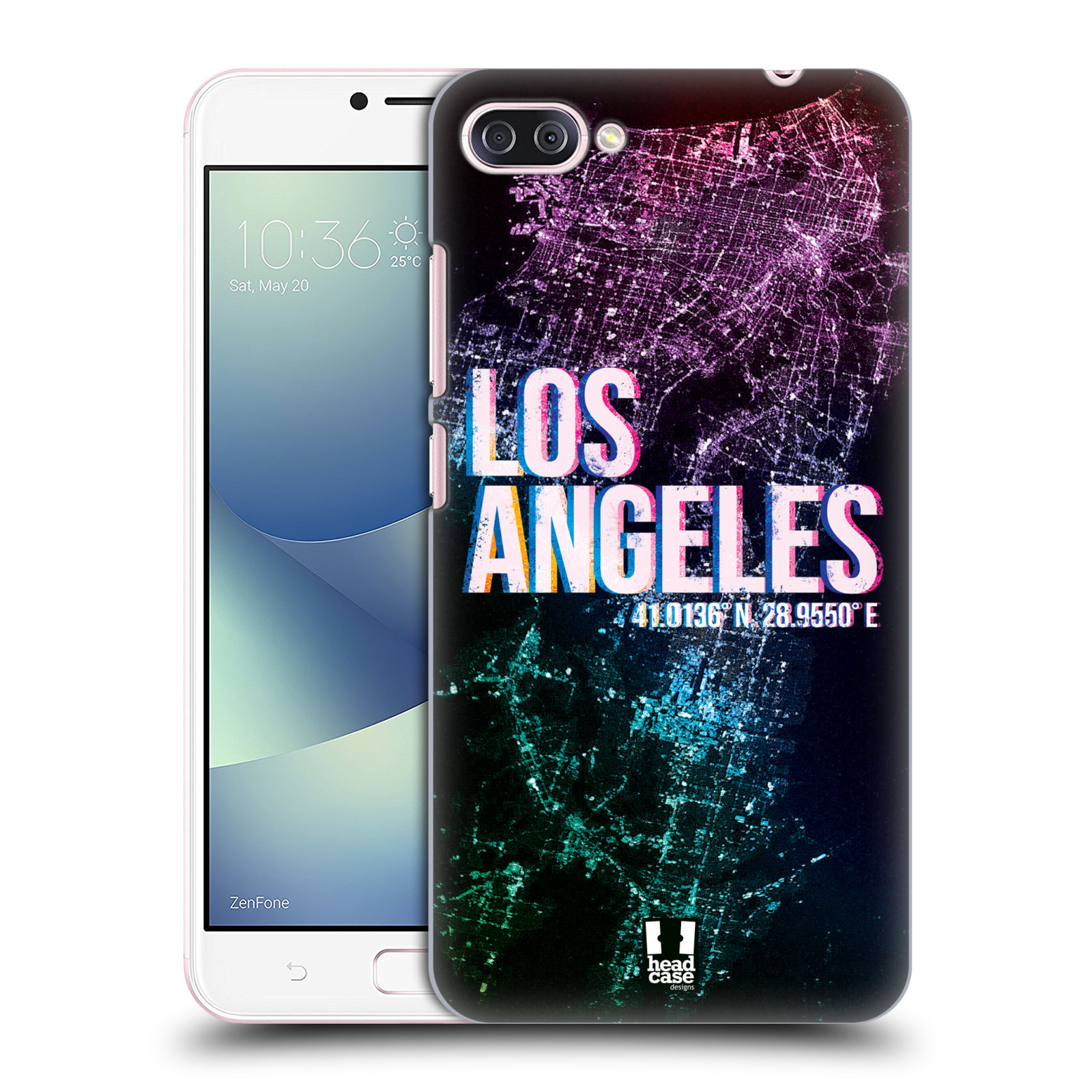 HEAD CASE plastový obal na mobil Asus Zenfone 4 MAX ZC554KL vzor Světla známých měst, Satelitní snímky fialová USA, LOS ANGELES