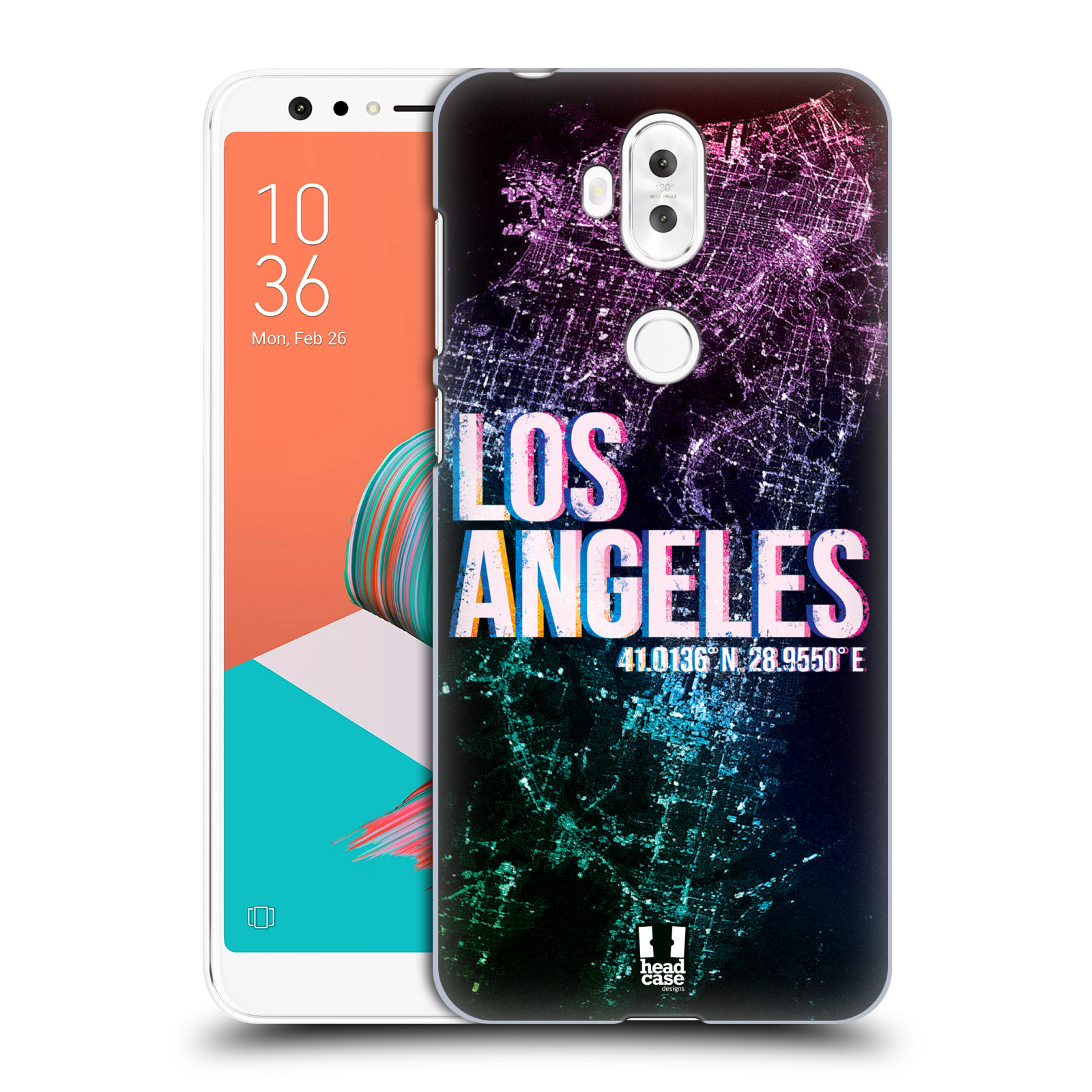 HEAD CASE plastový obal na mobil Asus Zenfone 5 LITE ZC600KL vzor Světla známých měst, Satelitní snímky fialová USA, LOS ANGELES