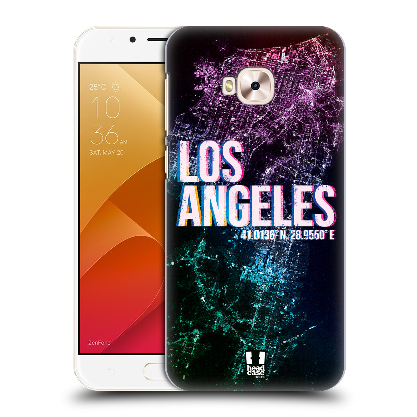 HEAD CASE plastový obal na mobil Asus Zenfone 4 Selfie Pro ZD552KL vzor Světla známých měst, Satelitní snímky fialová USA, LOS ANGELES