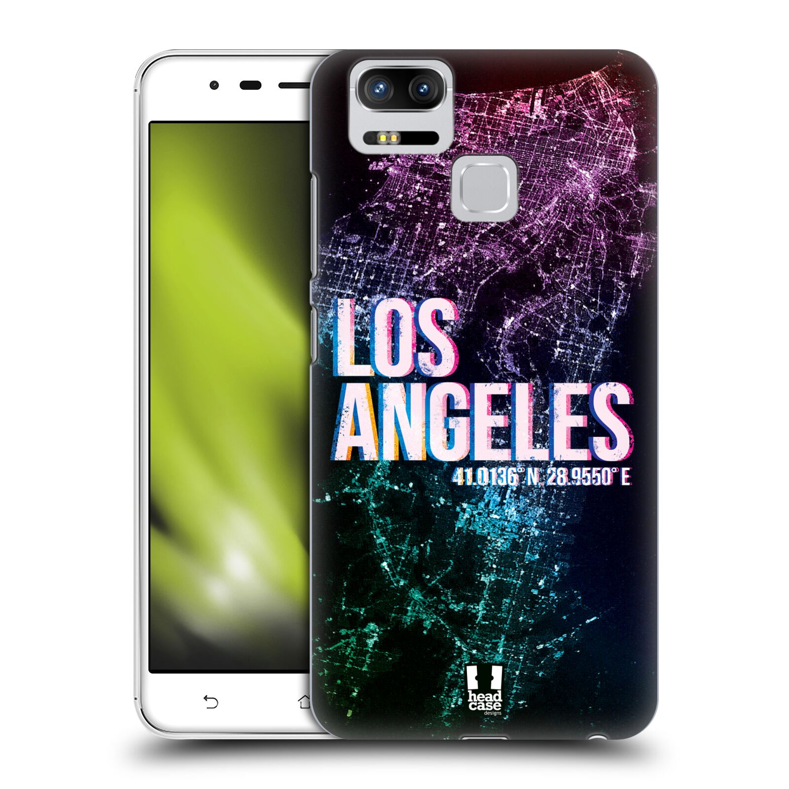 HEAD CASE plastový obal na mobil Asus Zenfone 3 Zoom ZE553KL vzor Světla známých měst, Satelitní snímky fialová USA, LOS ANGELES