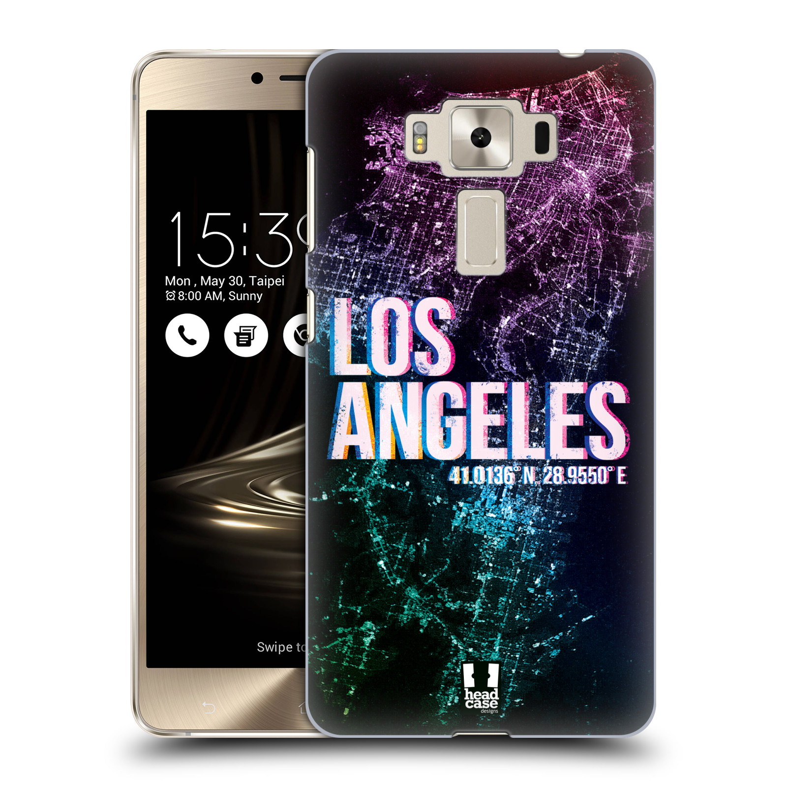 HEAD CASE plastový obal na mobil Asus Zenfone 3 DELUXE ZS550KL vzor Světla známých měst, Satelitní snímky fialová USA, LOS ANGELES