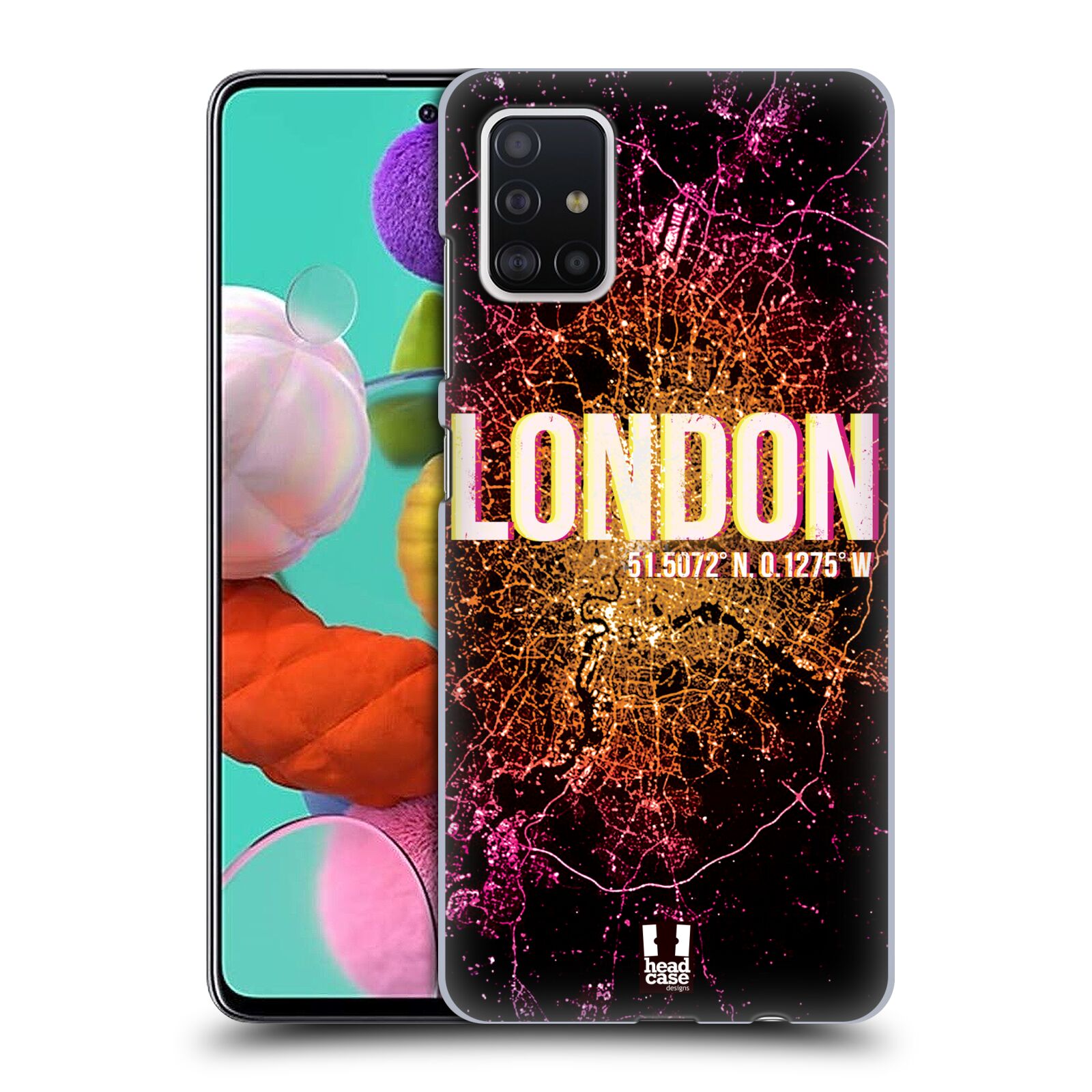 Pouzdro na mobil Samsung Galaxy A51 - HEAD CASE - vzor Světla známých měst, Satelitní snímky ANGLIE, LONDÝN