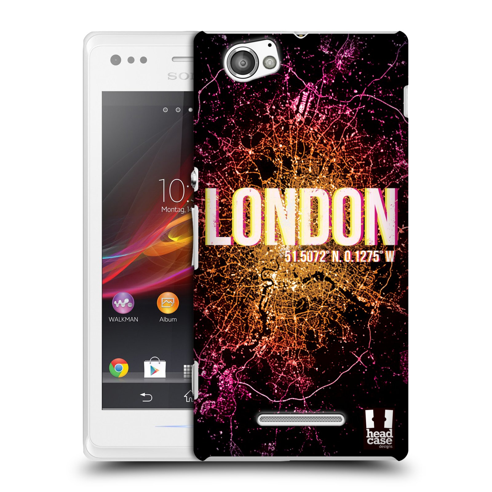 HEAD CASE plastový obal na mobil Sony Xperia M vzor Světla známých měst, Satelitní snímky ANGLIE, LONDÝN