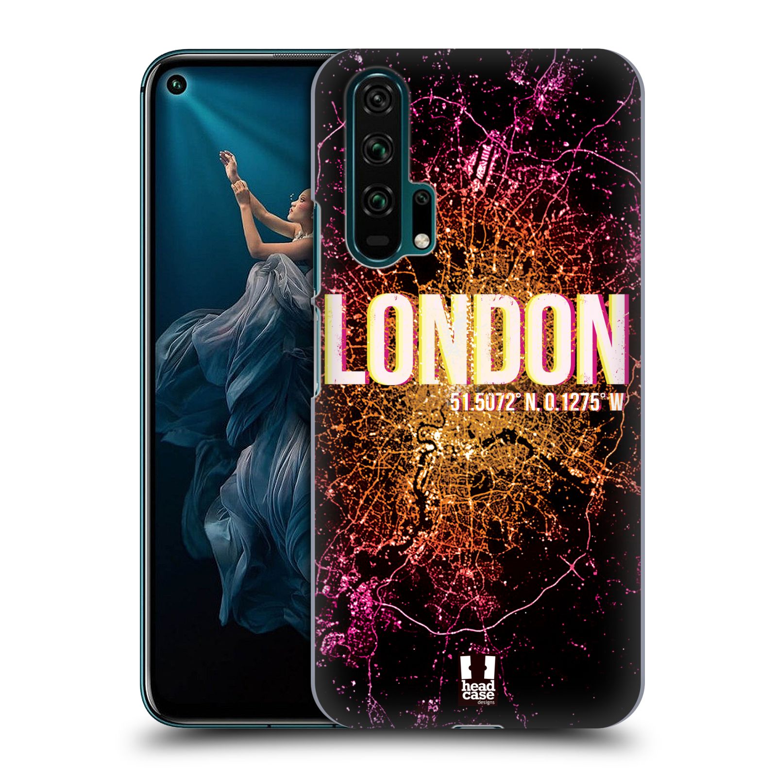 Pouzdro na mobil Honor 20 PRO - HEAD CASE - vzor Světla známých měst, Satelitní snímky ANGLIE, LONDÝN