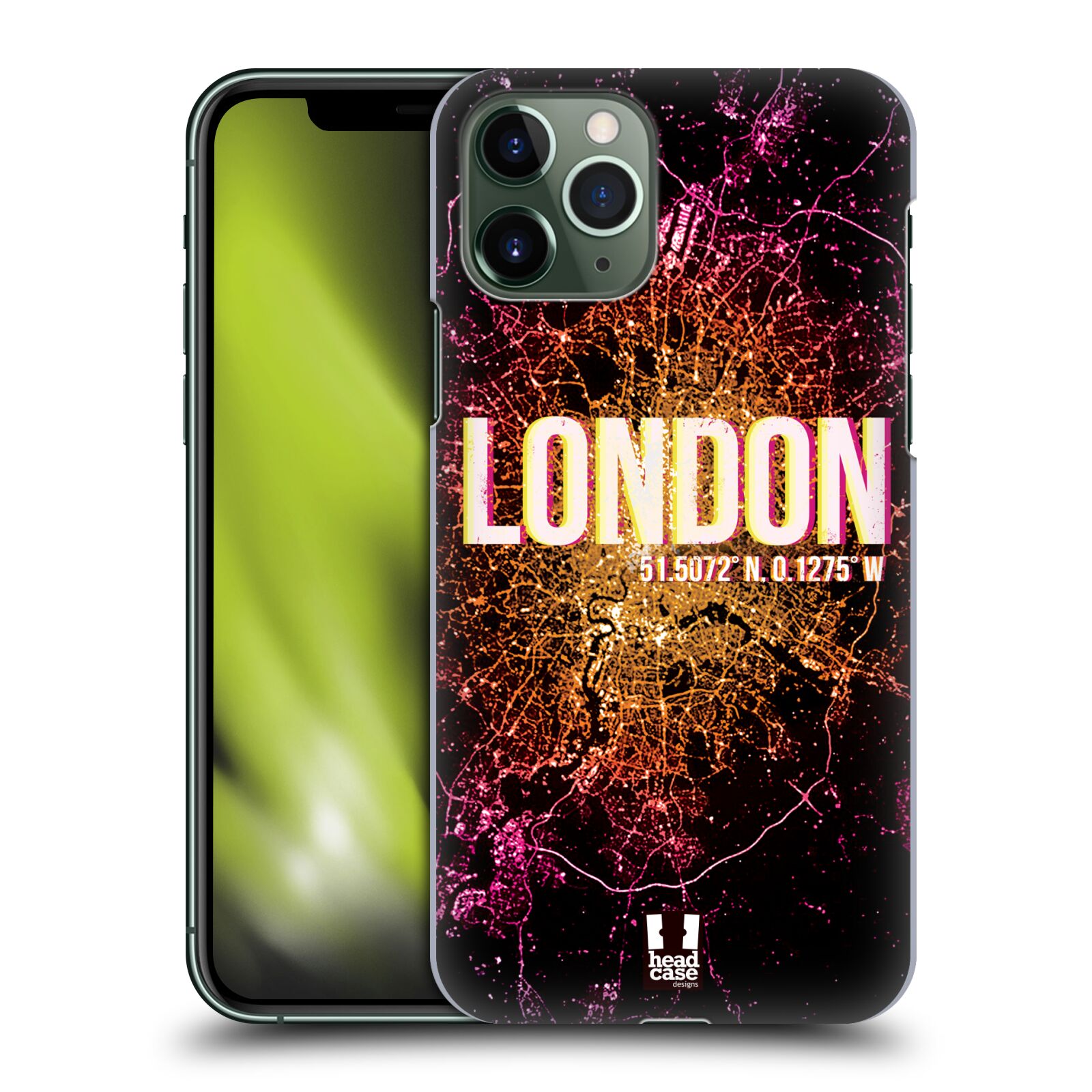 Pouzdro na mobil Apple Iphone 11 PRO - HEAD CASE - vzor Světla známých měst, Satelitní snímky ANGLIE, LONDÝN