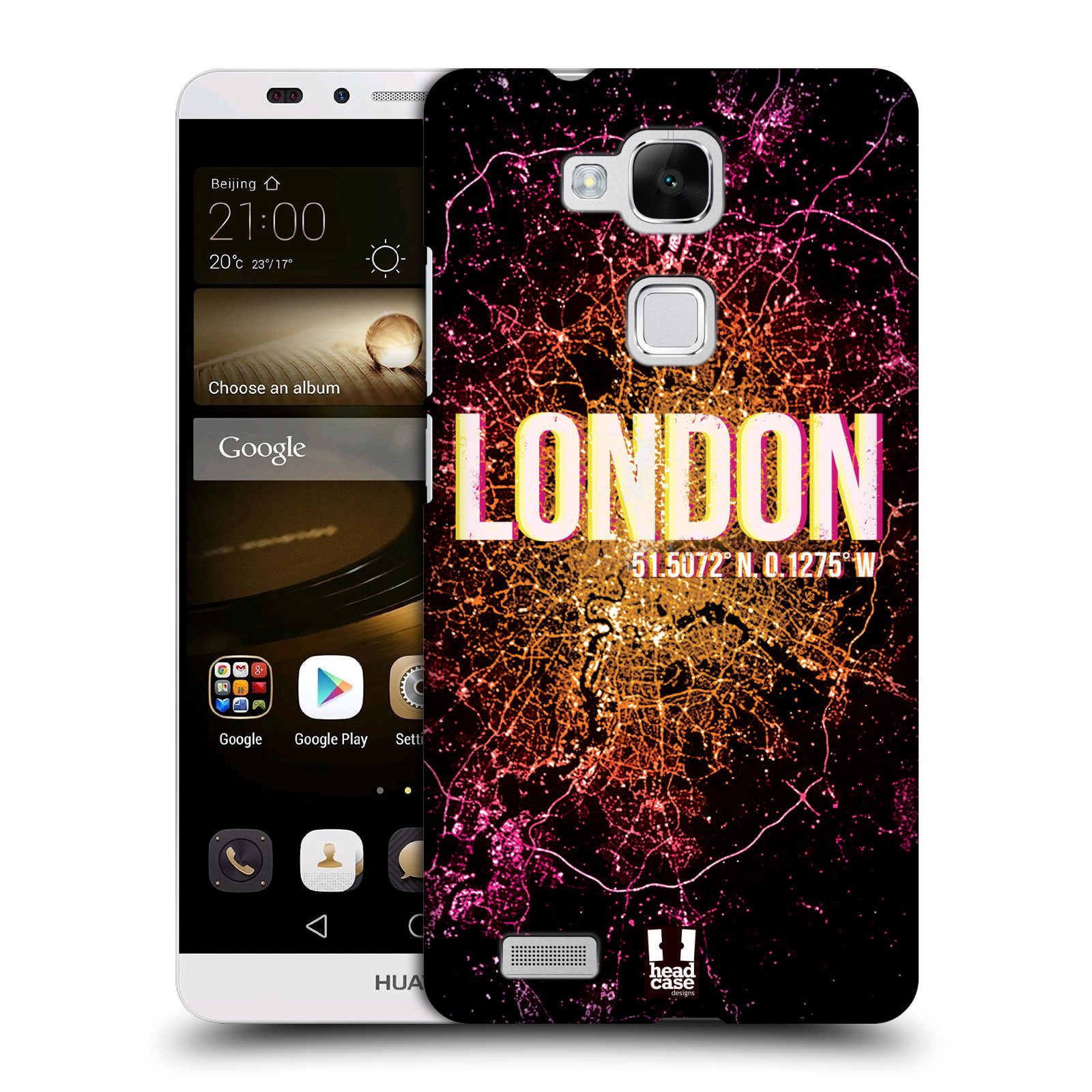 HEAD CASE plastový obal na mobil Huawei Mate 7 vzor Světla známých měst, Satelitní snímky ANGLIE, LONDÝN