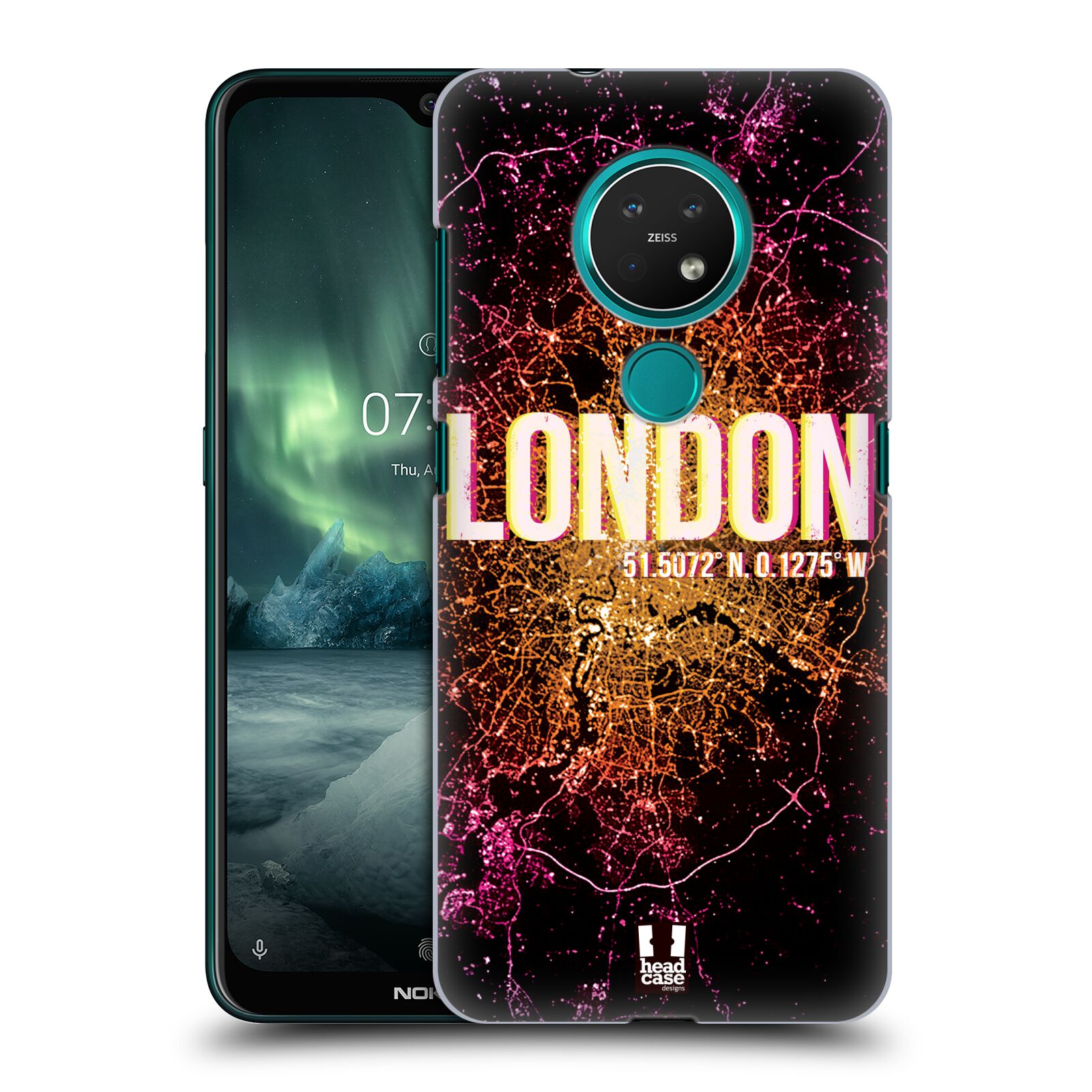 Pouzdro na mobil NOKIA 7.2 - HEAD CASE - vzor Světla známých měst, Satelitní snímky ANGLIE, LONDÝN