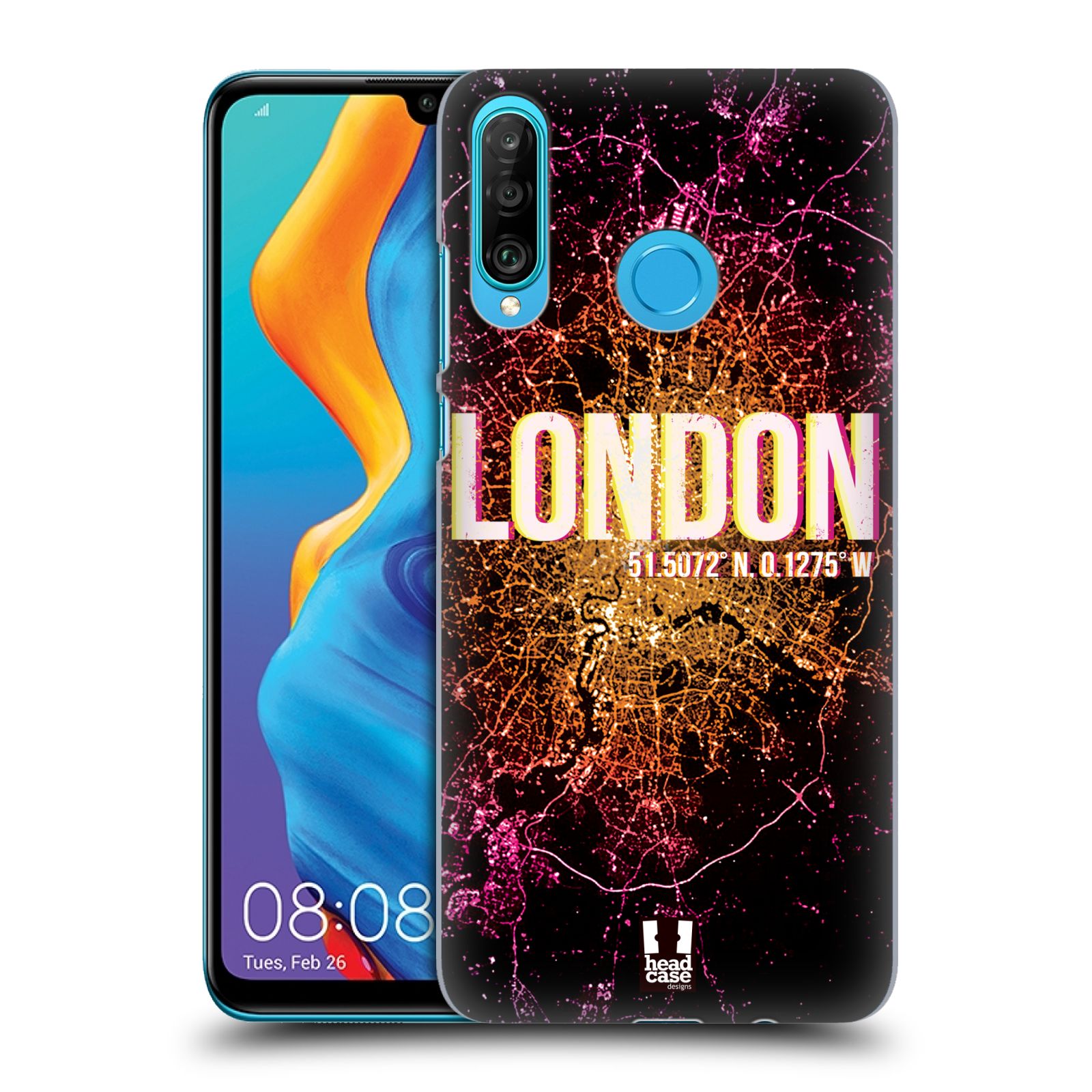 Pouzdro na mobil Huawei P30 LITE - HEAD CASE - vzor Světla známých měst, Satelitní snímky ANGLIE, LONDÝN