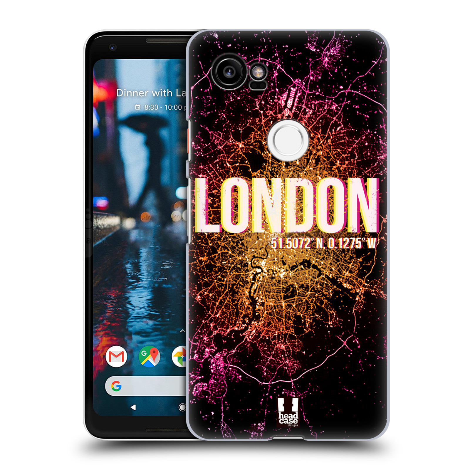 HEAD CASE plastový obal na mobil Google Pixel 2 XL vzor Světla známých měst, Satelitní snímky ANGLIE, LONDÝN