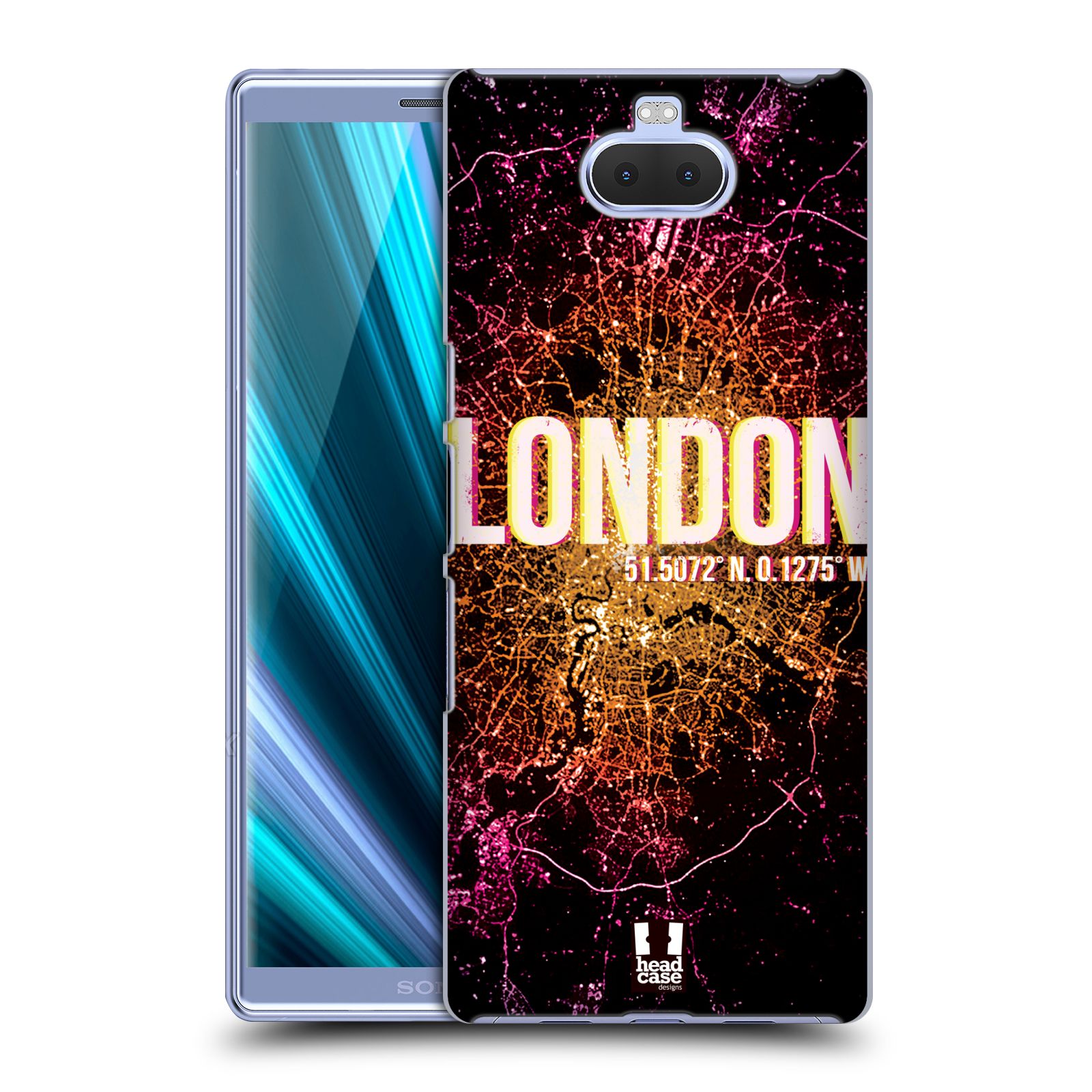 Pouzdro na mobil Sony Xperia 10 - Head Case - vzor Světla známých měst, Satelitní snímky ANGLIE, LONDÝN