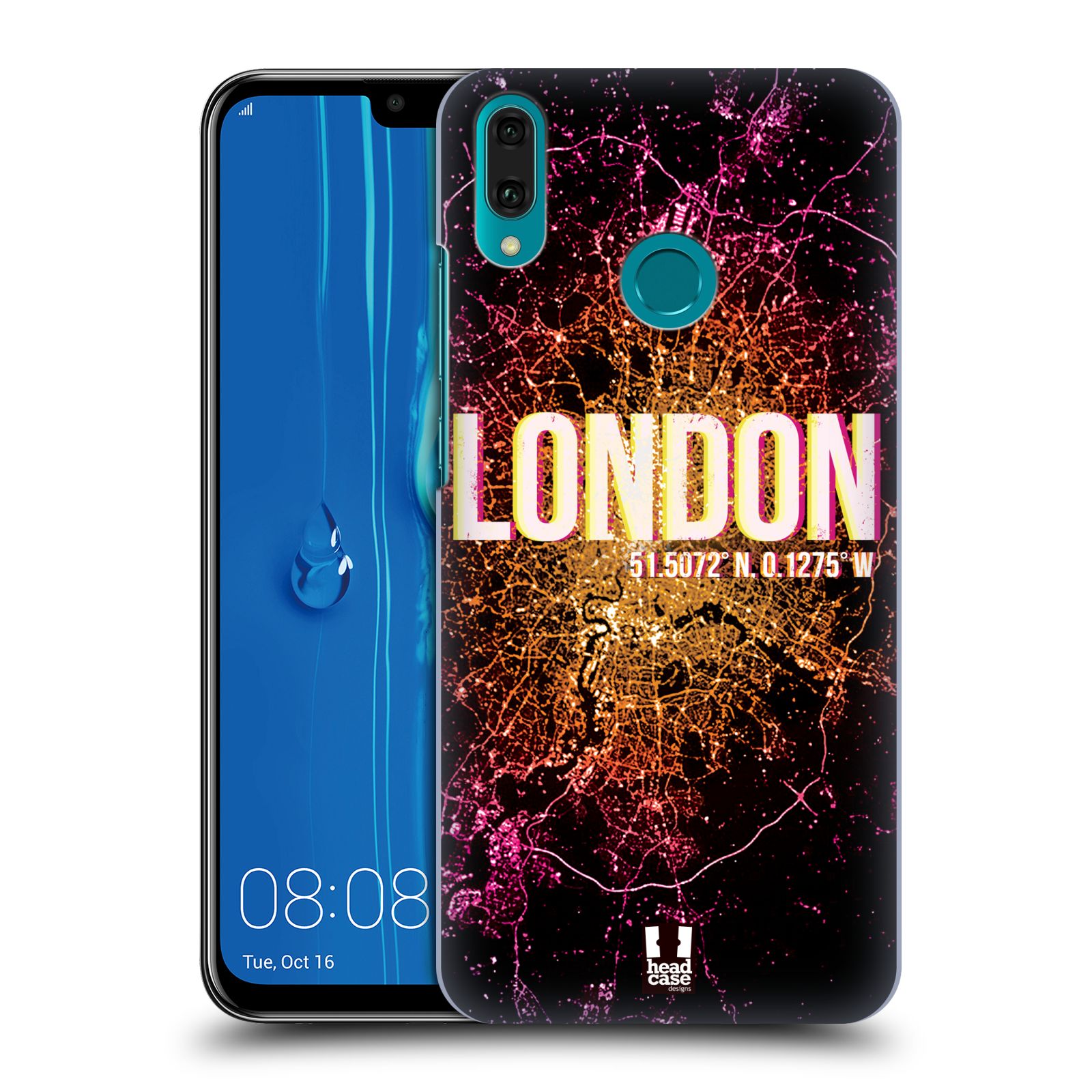 Pouzdro na mobil Huawei Y9 2019 - HEAD CASE - vzor Světla známých měst, Satelitní snímky ANGLIE, LONDÝN