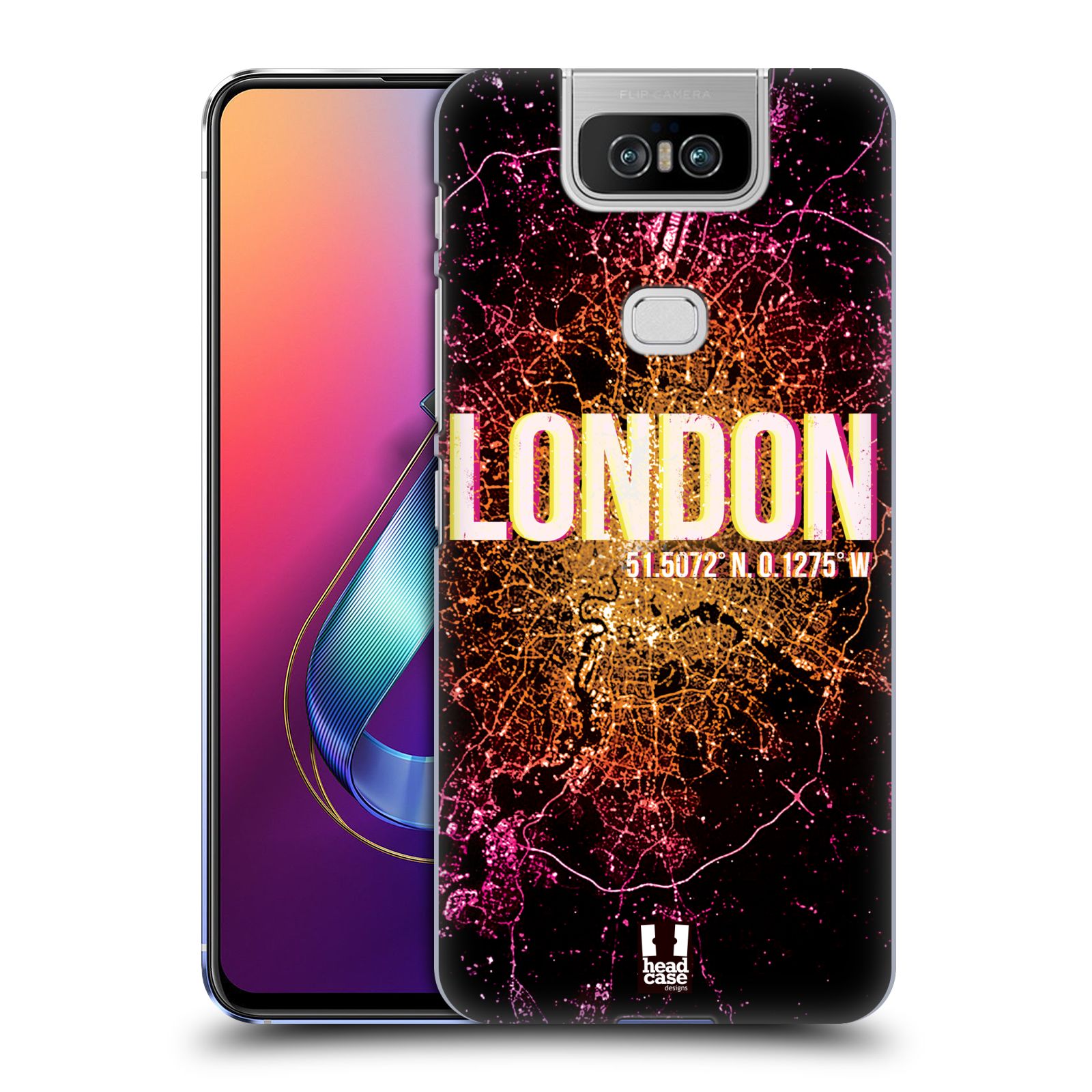 Pouzdro na mobil Asus Zenfone 6 ZS630KL - HEAD CASE - vzor Světla známých měst, Satelitní snímky ANGLIE, LONDÝN